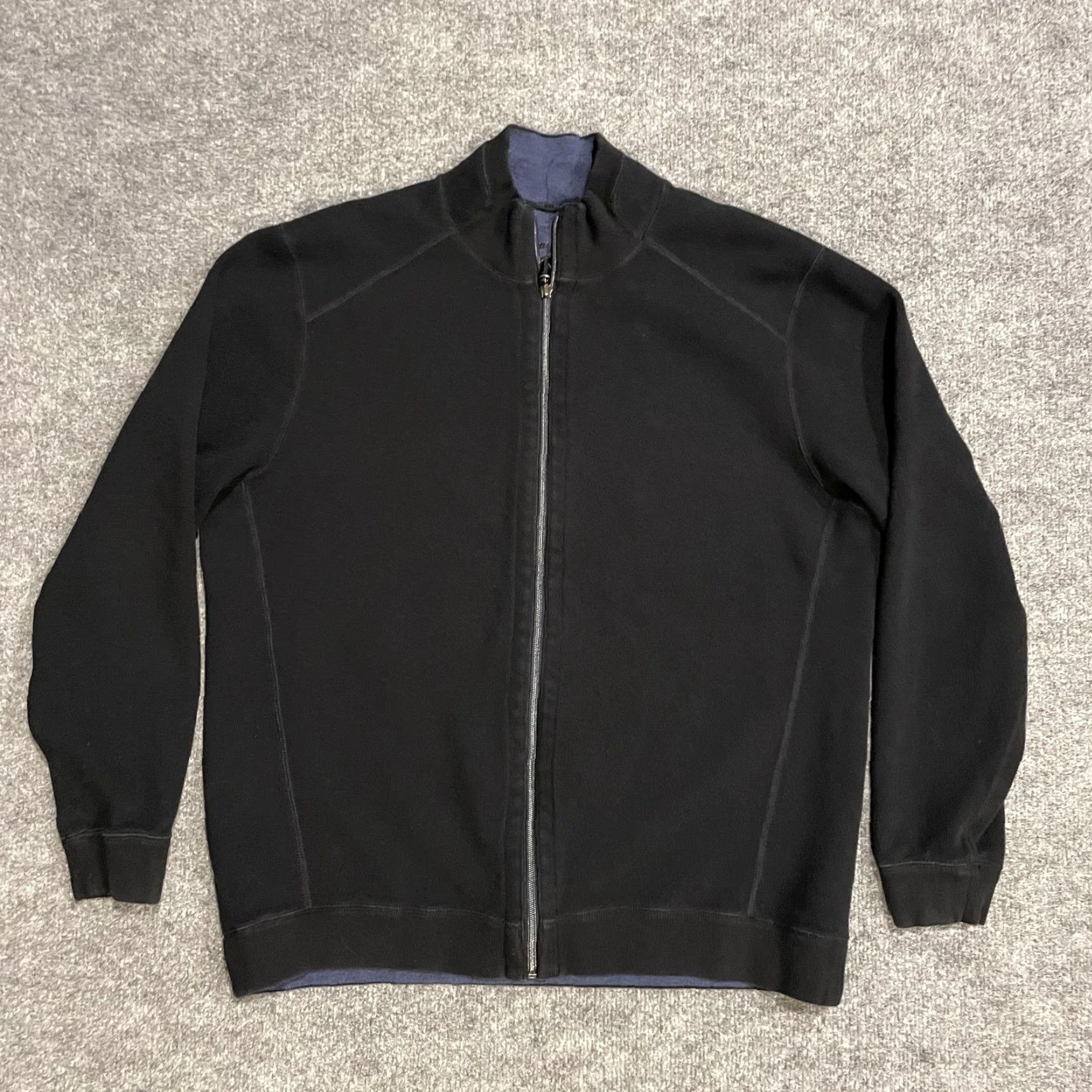 Tommy Bahama Tommy Bahama Jacket Mens Large Black Blue Reversible Knit Fullzip Size US L / EU 52-54 / 3 - 2 Thumbnail