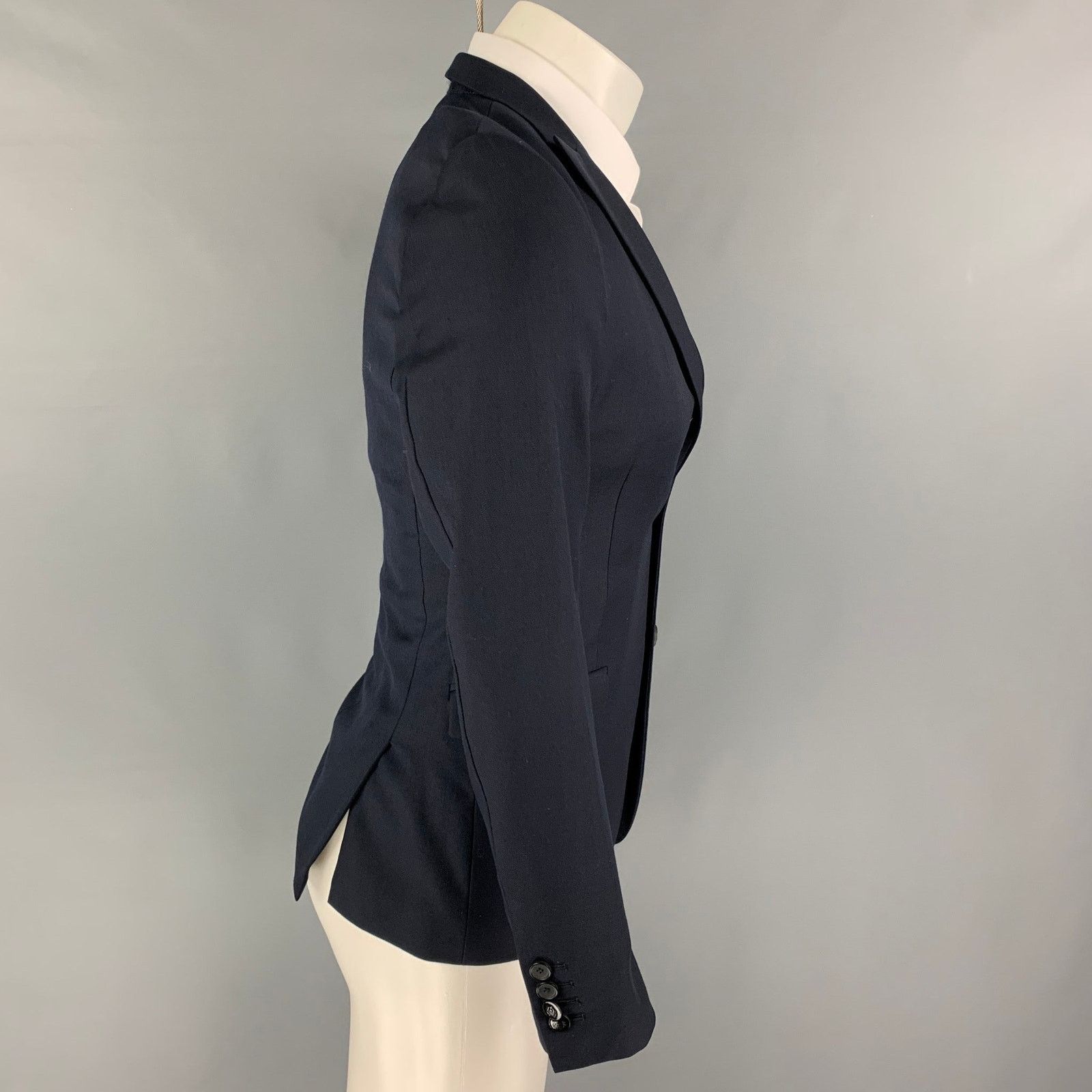 The Kooples THE KOOPLES Size 36 Navy Wool Peak Lapel Sport Coat Size 36R - 2 Thumbnail