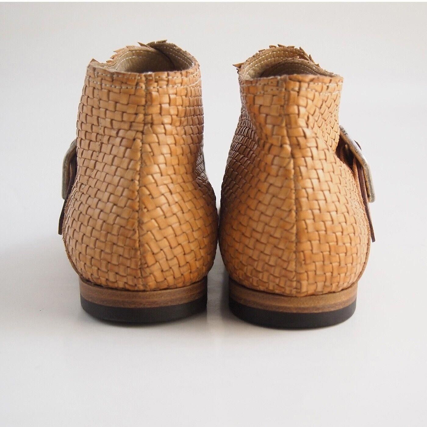 Designer INK I.N.K. Boots Buckle Beige Braided Leather US 7 EU 37 Size US 7 / IT 37 - 5 Thumbnail
