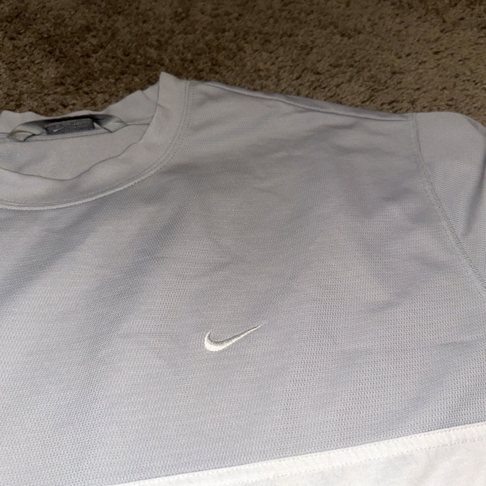 Nike VINTAGE Nike Jersey Mens XL Striped Long Sleeve Grunge Y2K 90s Gray Logo Crew Neck Size US XL / EU 56 / 4 - 2 Thumbnail