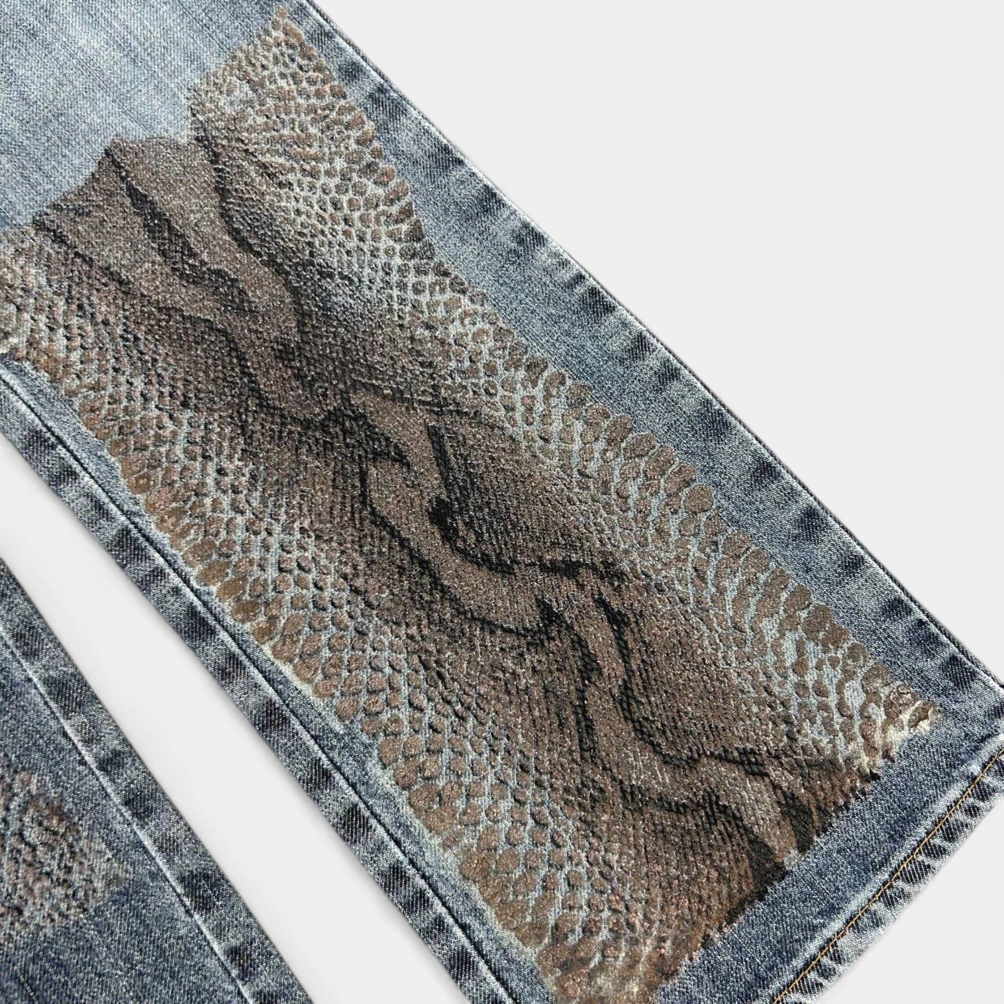 Just Cavalli Just Cavalli 2000's Snake Skin Pattern Denim Pants Size US 29 - 4 Thumbnail