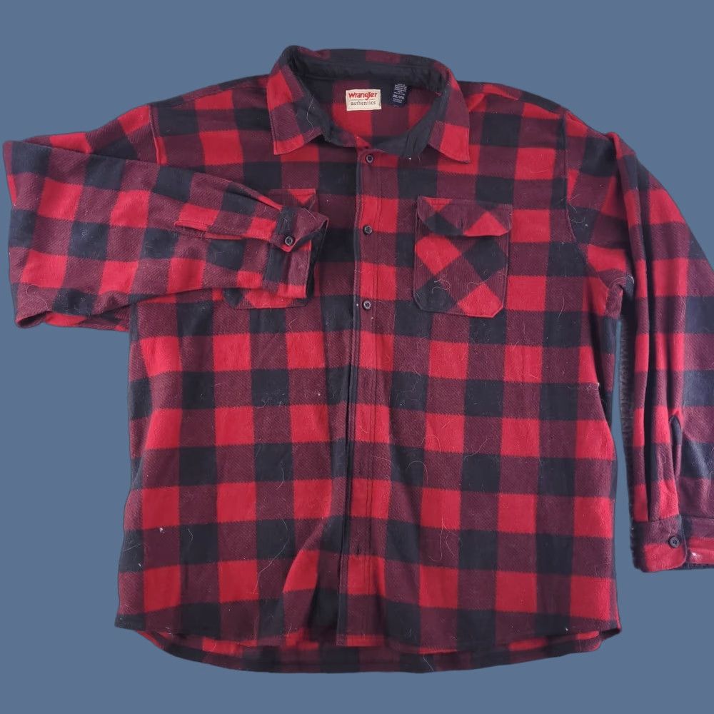 Wrangler Wrangler Shirt Mens 3XL Red Black Polyester Flannel Work Casual Warm Checks Long Sleeve Button-Up Multicolor Mens Size US XXL / EU 58 / 5 - 1 Thumbnail