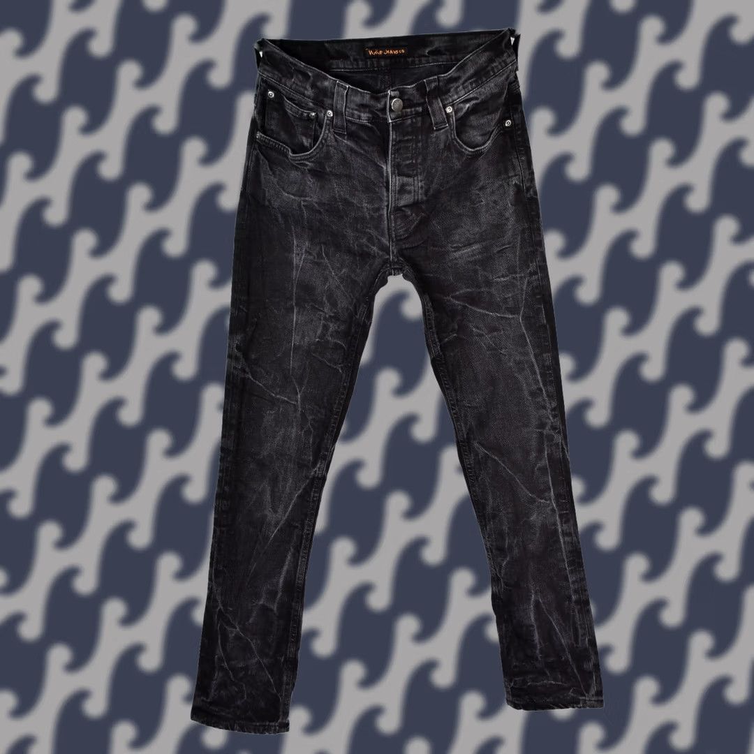 Nudie Jeans Nudie Jeans Grim Tim Black Ring Skinny Jeans W34/L32 Mens Regular Slim appx 34x32 Dark Denim 99%OrgCotton 1%Elastane Vintage No Size US 34 / EU 50 - 1 Thumbnail