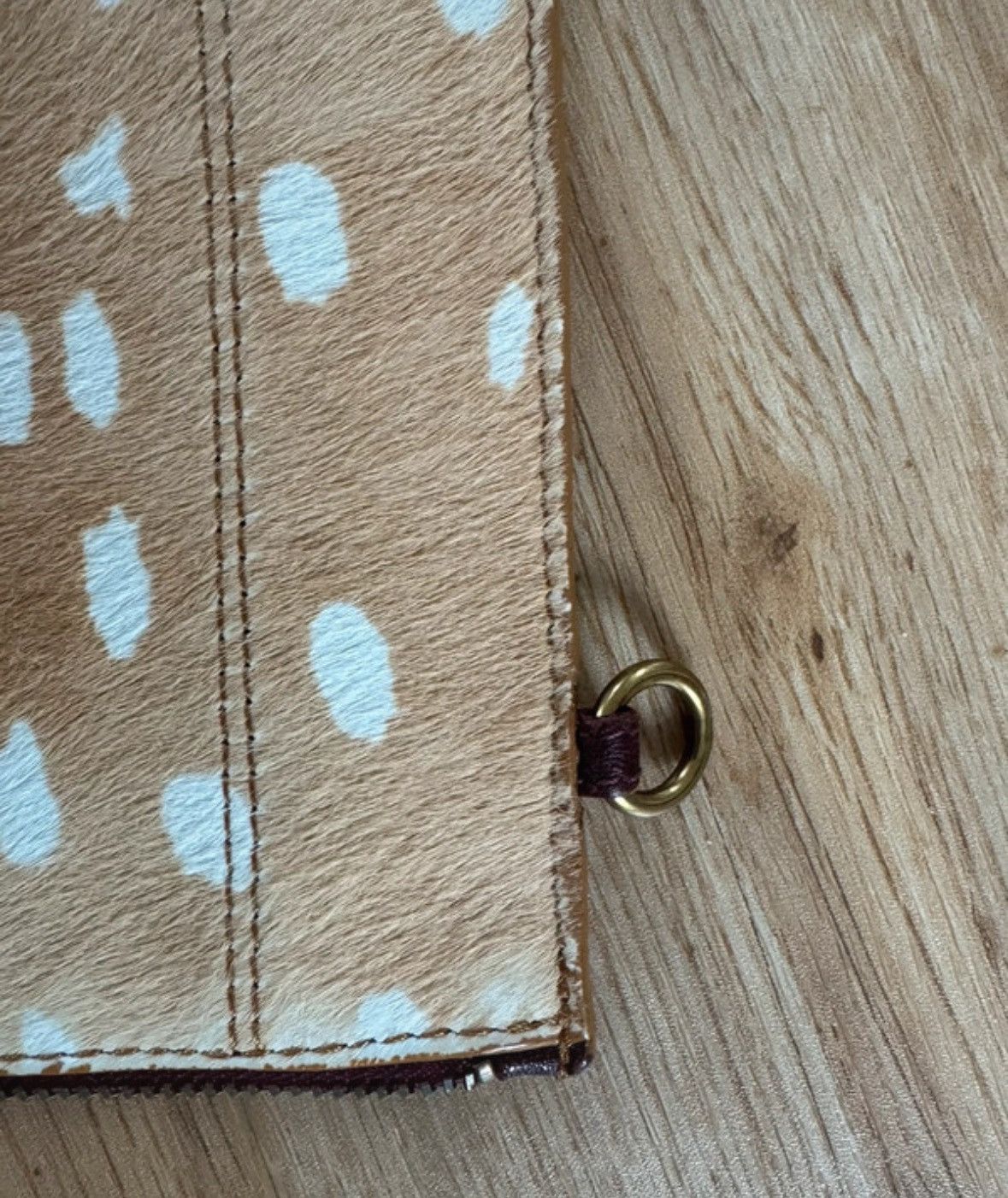Jerome Dreyfuss Jérôme Dreyfus Camel Leather Clutch with White Leopard Print Size ONE SIZE - 5 Thumbnail