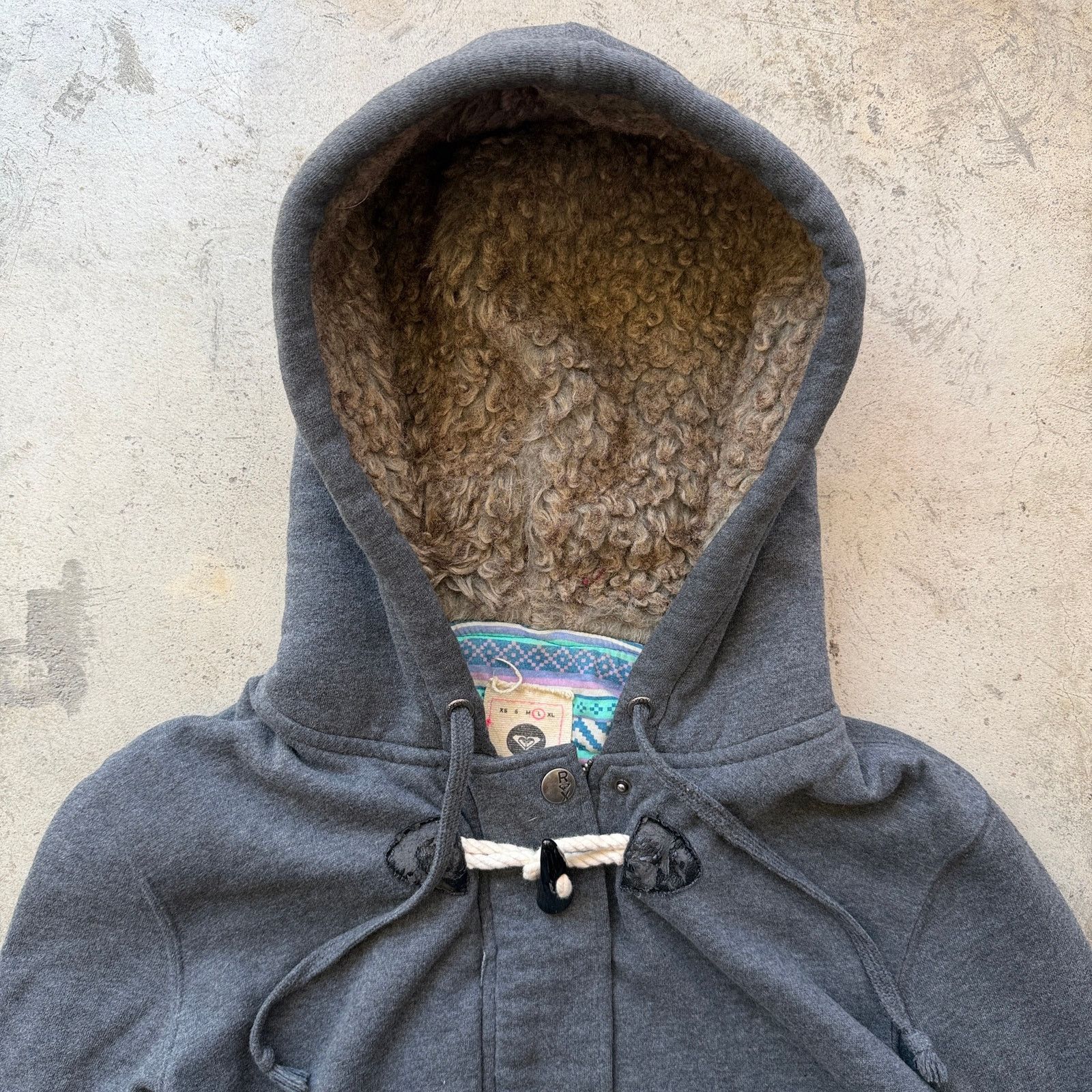 Other Y2K Roxy Sherpa Lined Toggle Hoodie Surf Skater Jacket Size L / US 10 / IT 46 - 2 Thumbnail