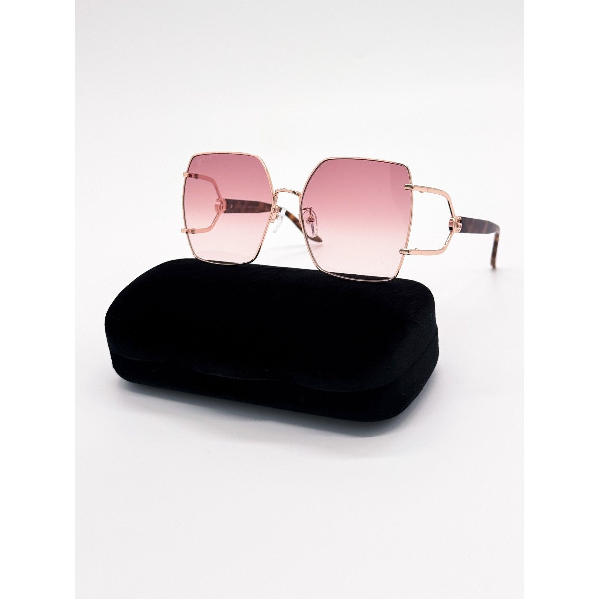 Gucci NEW GUCCI SUNGLASSES GG1564SA 004 GOLD/PINK OVERSIZED WOMEN Size ONE SIZE - 1 Thumbnail