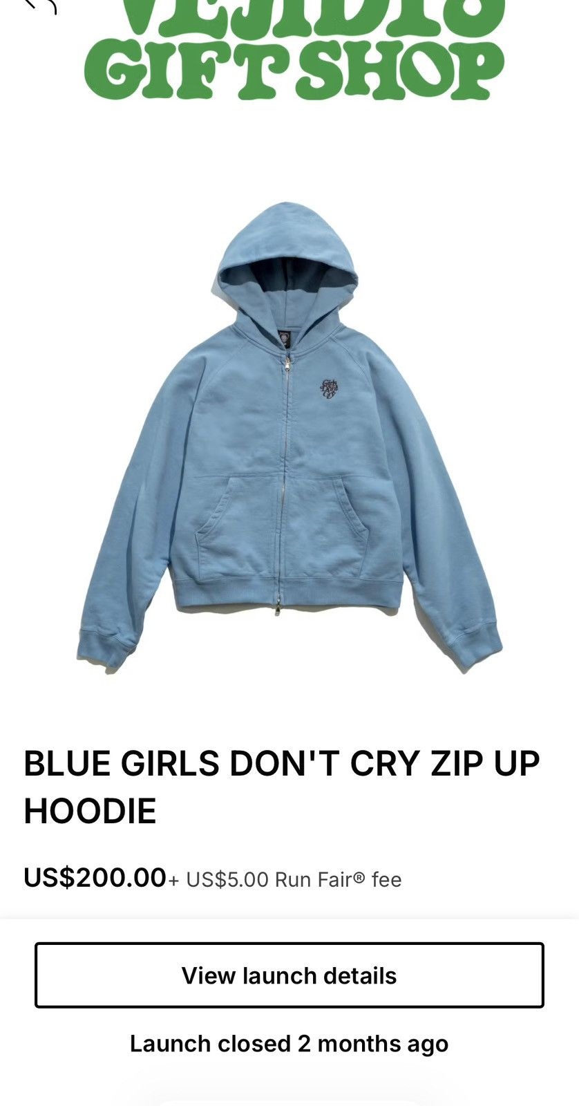 Girls Don't Cry Girls Don’t Cry Blue Zip Up Hoodie Size US L / EU 52-54 / 3 - 1 Thumbnail