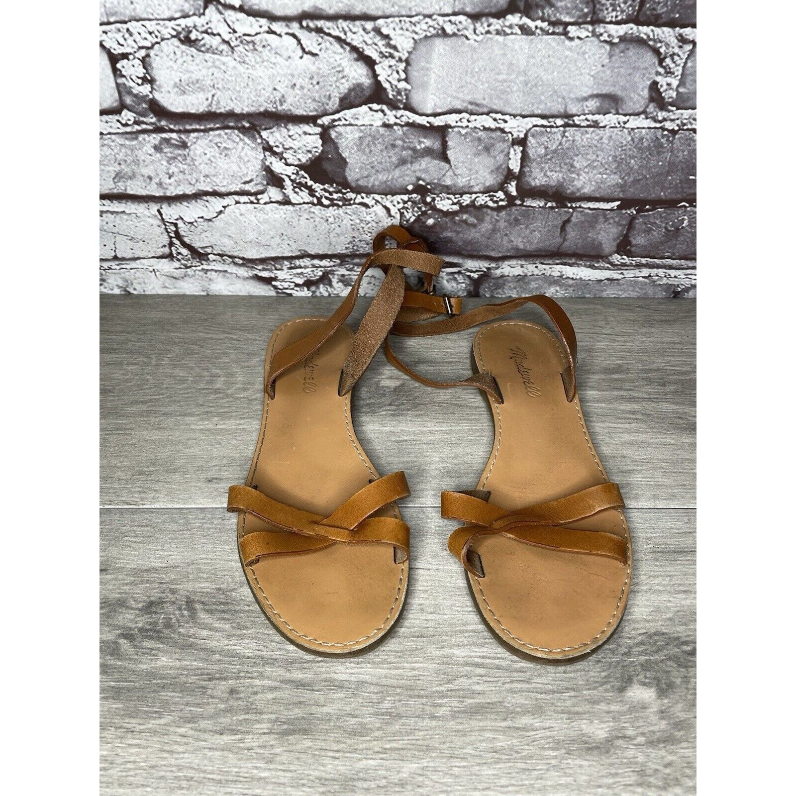 Madewell Madewell Brown Leather Casual Ankle Strap Flat Sandals Women Size US 7.5 / IT 37.5 - 9 Thumbnail