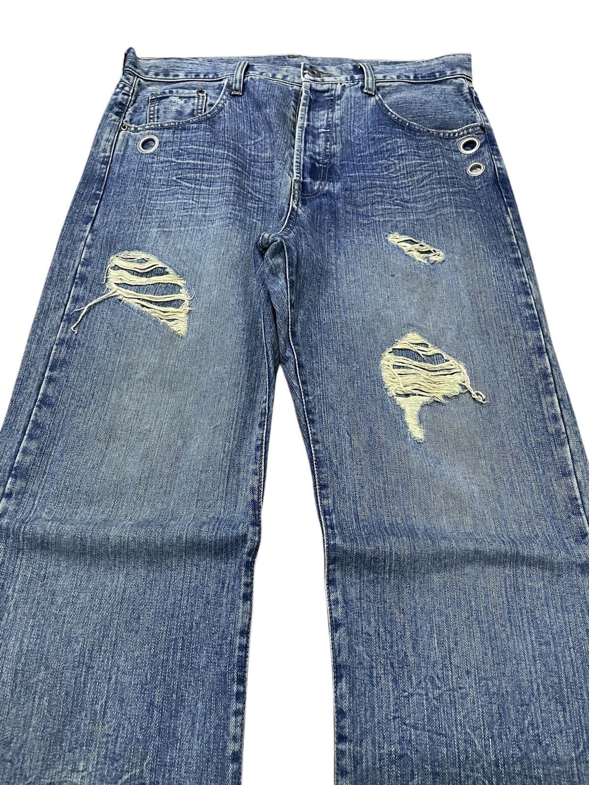 5351 POUR LES HOMMES × Japanese Brand × Tornado Mart Edge Rupert G land Asymmetrical Leather Pocket Rivets Jeans Size US 32 / EU 48 - 9 Thumbnail