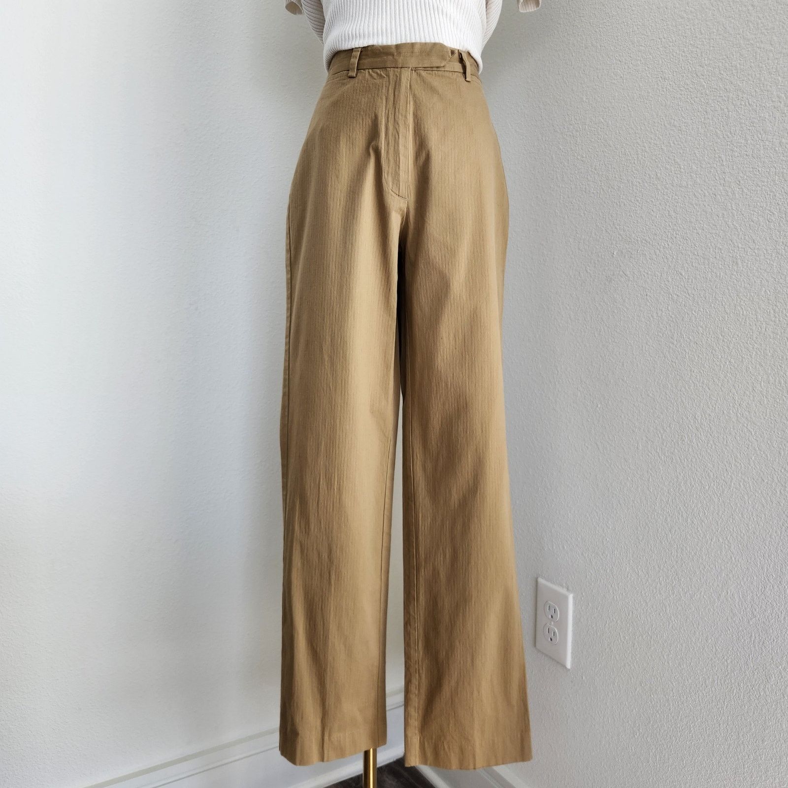 C.P. Company VintageTan High Rise Pinstripe Straight Leg Pants Italy 2 Size 26" / US 2 / IT 38 - 1 Thumbnail