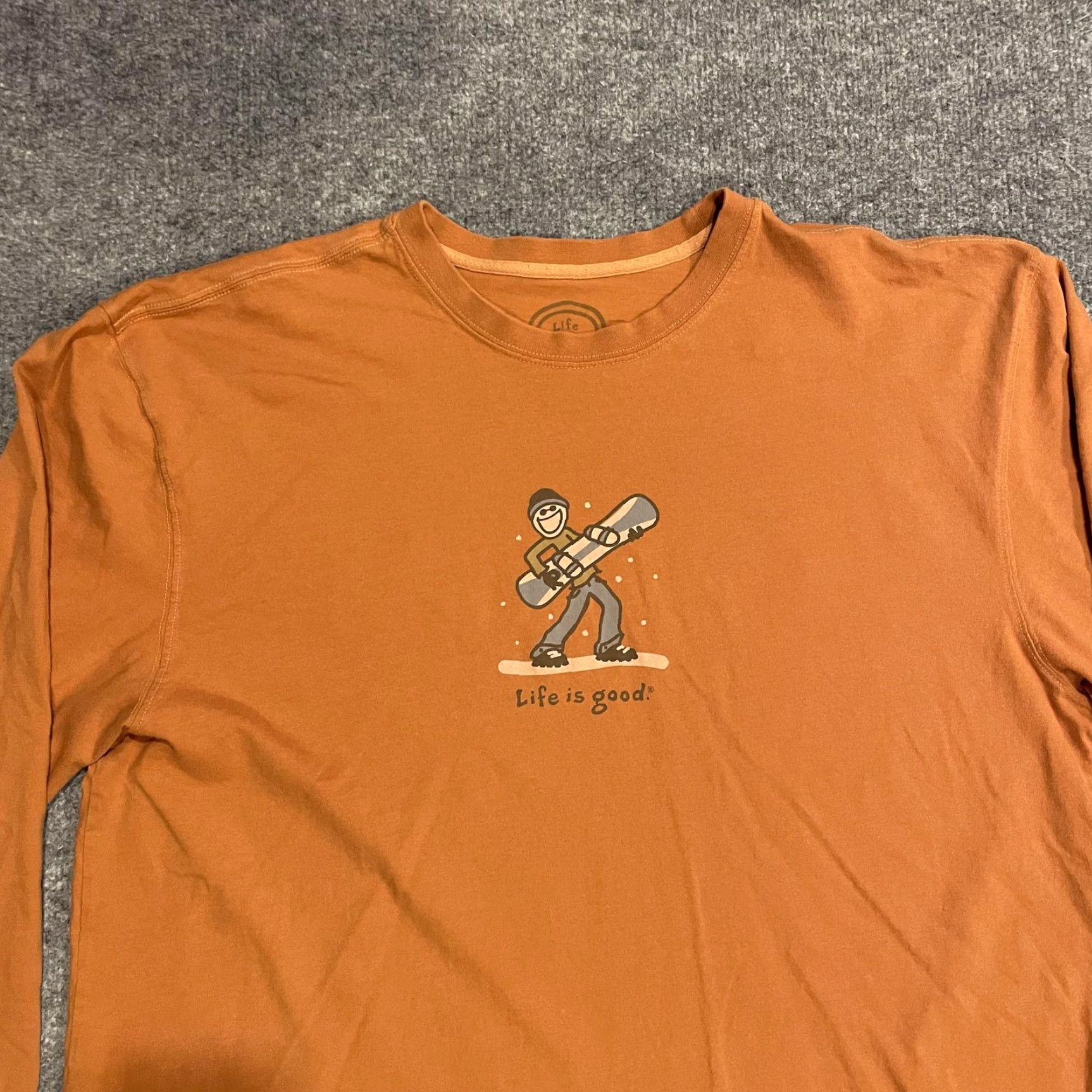 Life is Good Life is Good Shirt Mens XL Orange Long Sleeve Graphic Print Crew Neck Size US XL / EU 56 / 4 - 3 Thumbnail