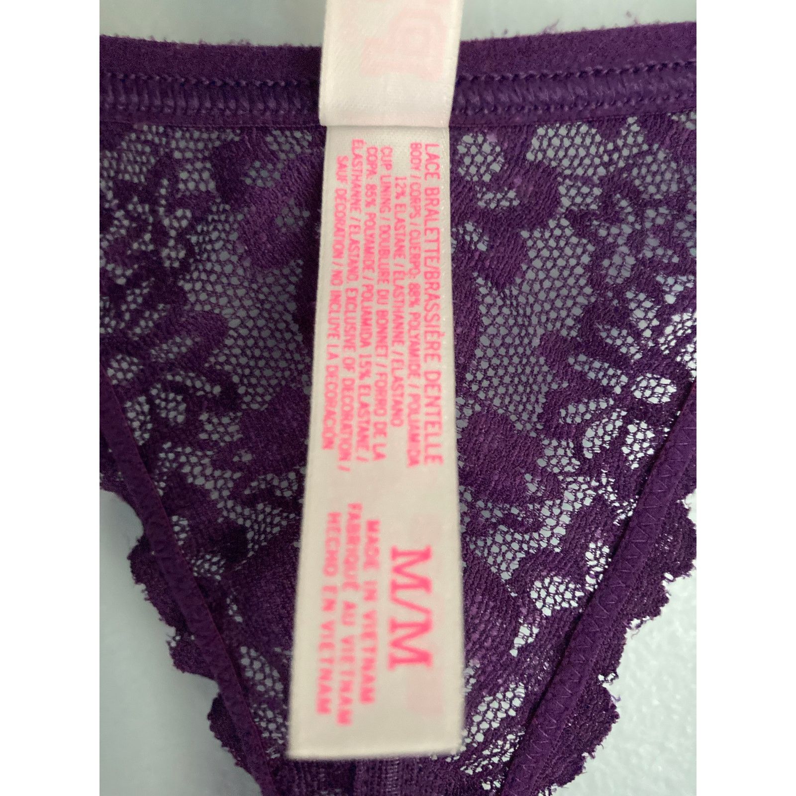 Pink Victoria's Secret PINK Bralette Medium Purple Front Closure Size ONE SIZE - 6 Thumbnail