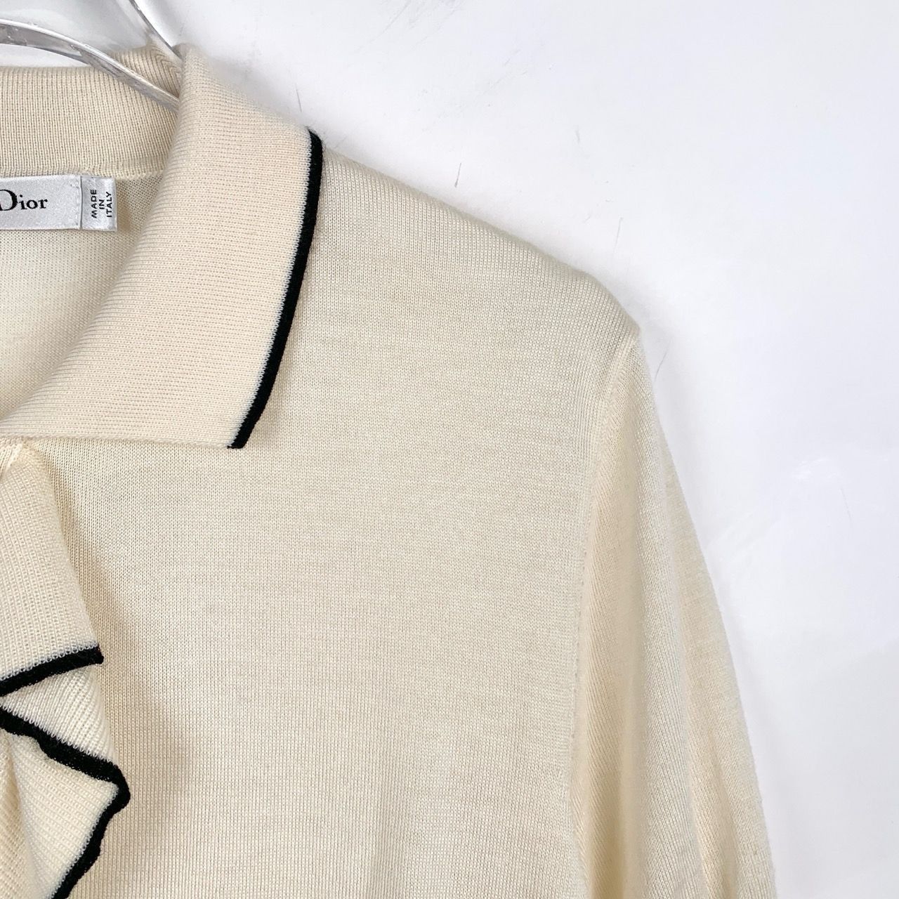 Dior Christian Dior Bee Embroidery Ruffled Hem Off-White Cashmere Size S / US 4 / IT 40 - 4 Thumbnail