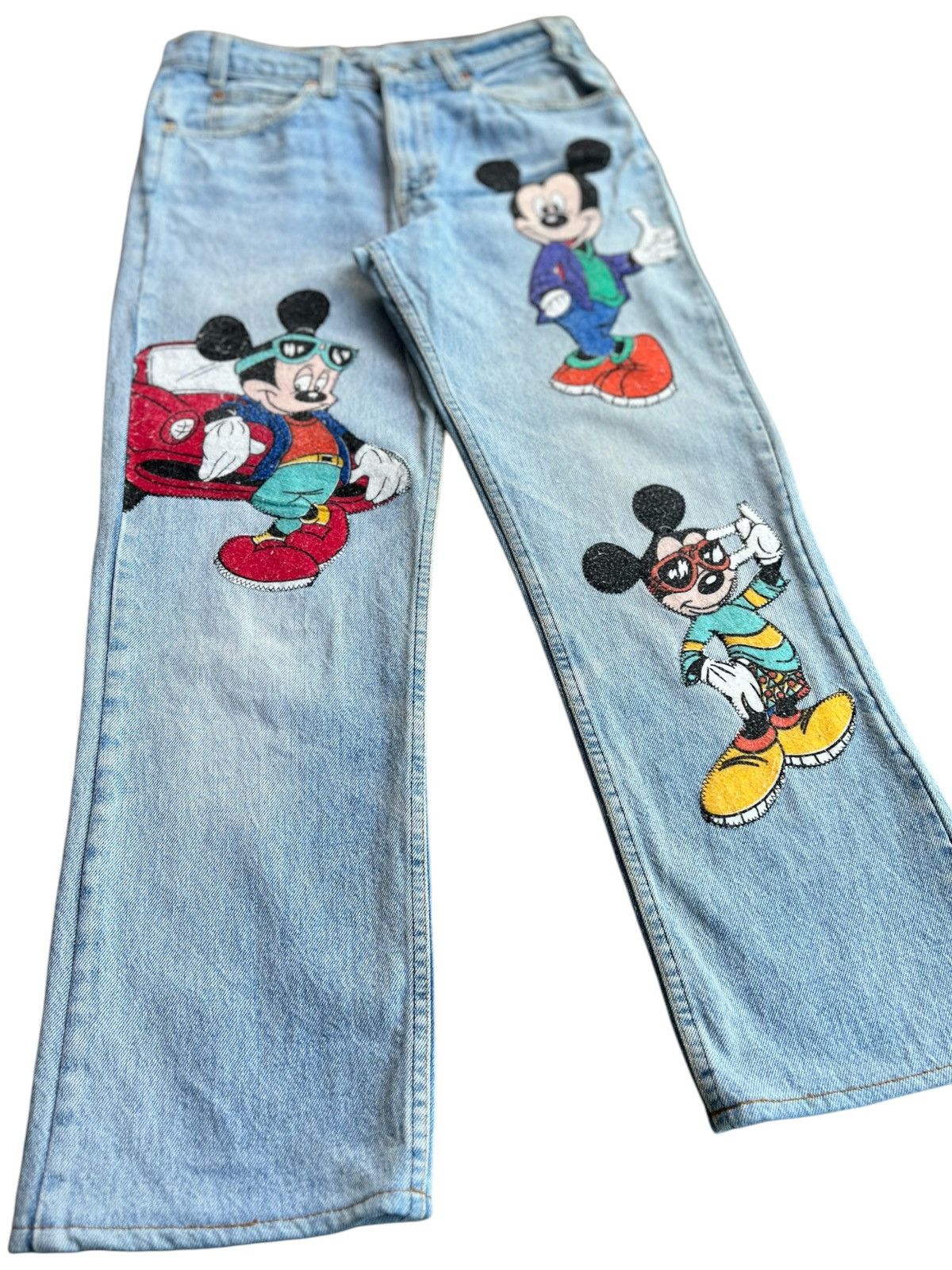 Levi's Vintage Clothing × Too Cute Guetta Bros. 🔥Vtg 90s Levis Too Cute Micky Mouse Patches Distressed Jeans Size US 31 - 5 Thumbnail