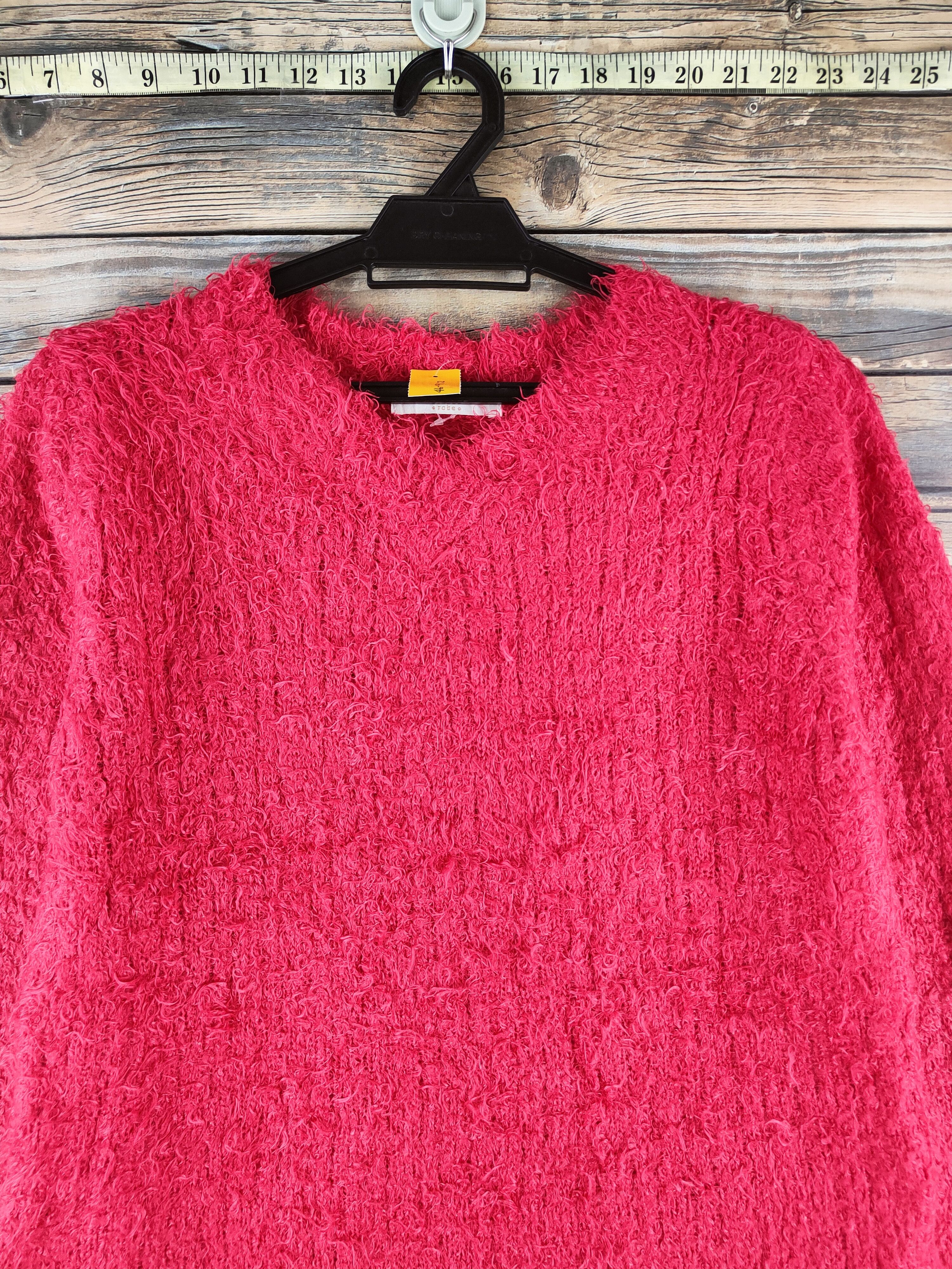 Japanese Brand DL Chocol Raffine Red Fur Mohair shaggy Knitwear #46-912 Size S / US 4 / IT 40 - 2 Thumbnail