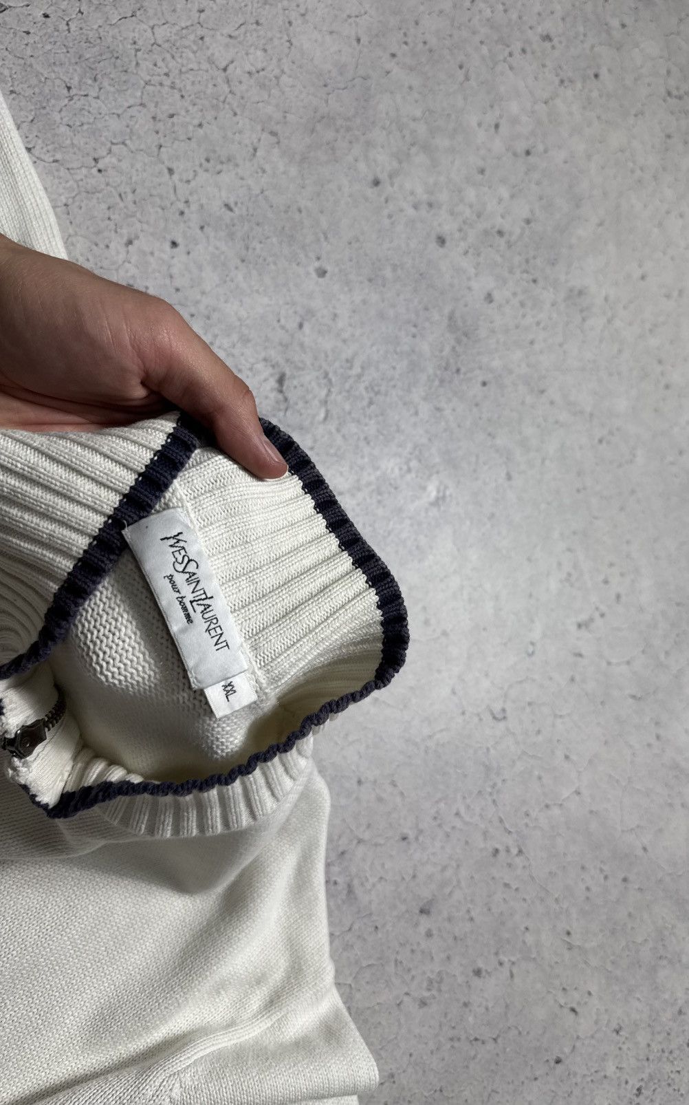Yves Saint Laurent Yves Saint Laurent YSL Luxury Full Zip Sweater Vintage White Size US XXL / EU 58 / 5 - 6 Thumbnail