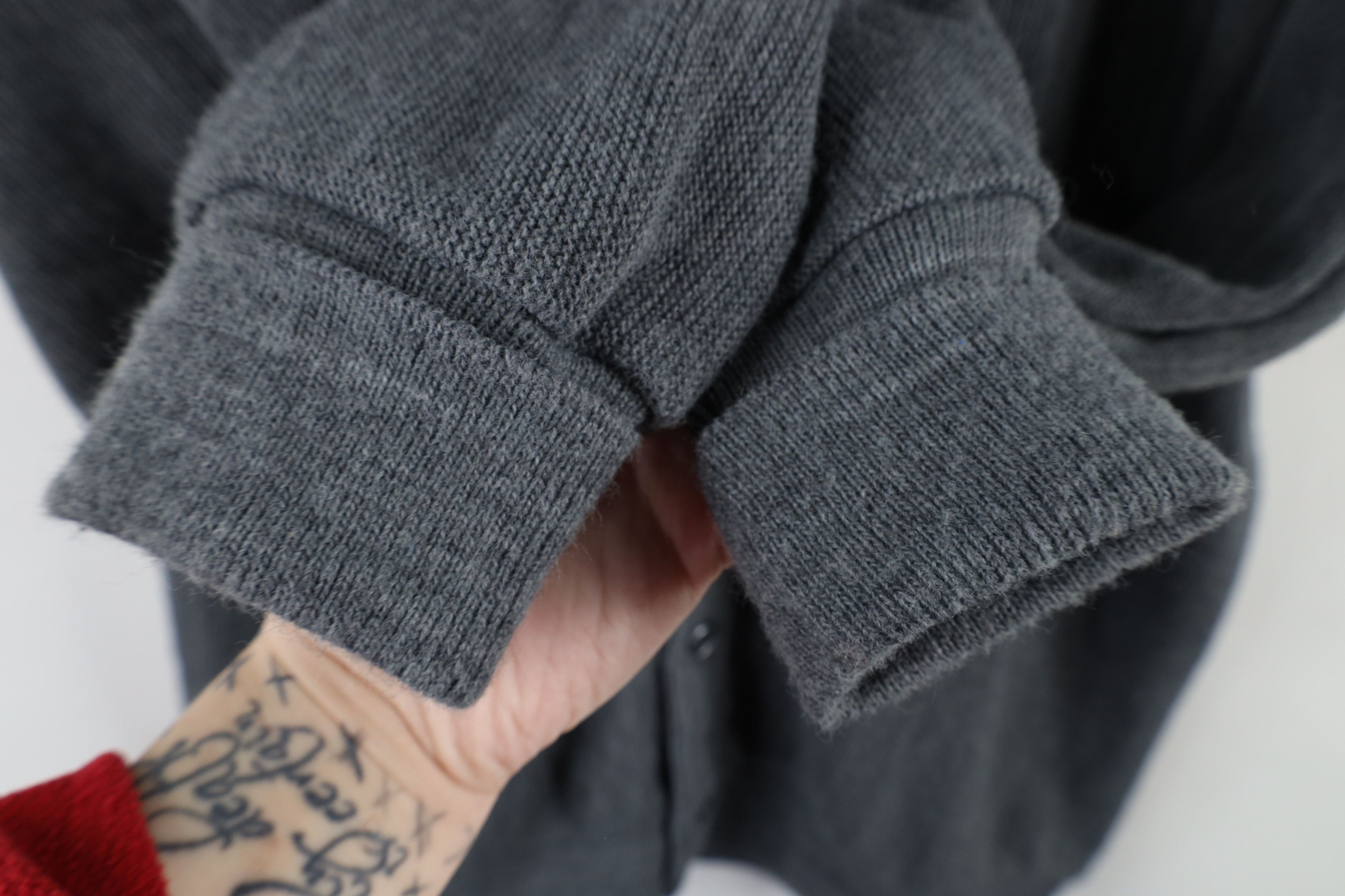 Vintage Vintage 90s Streetwear Grandpa Cardigan Sweater Gray USA Size US L / EU 52-54 / 3 - 7 Thumbnail