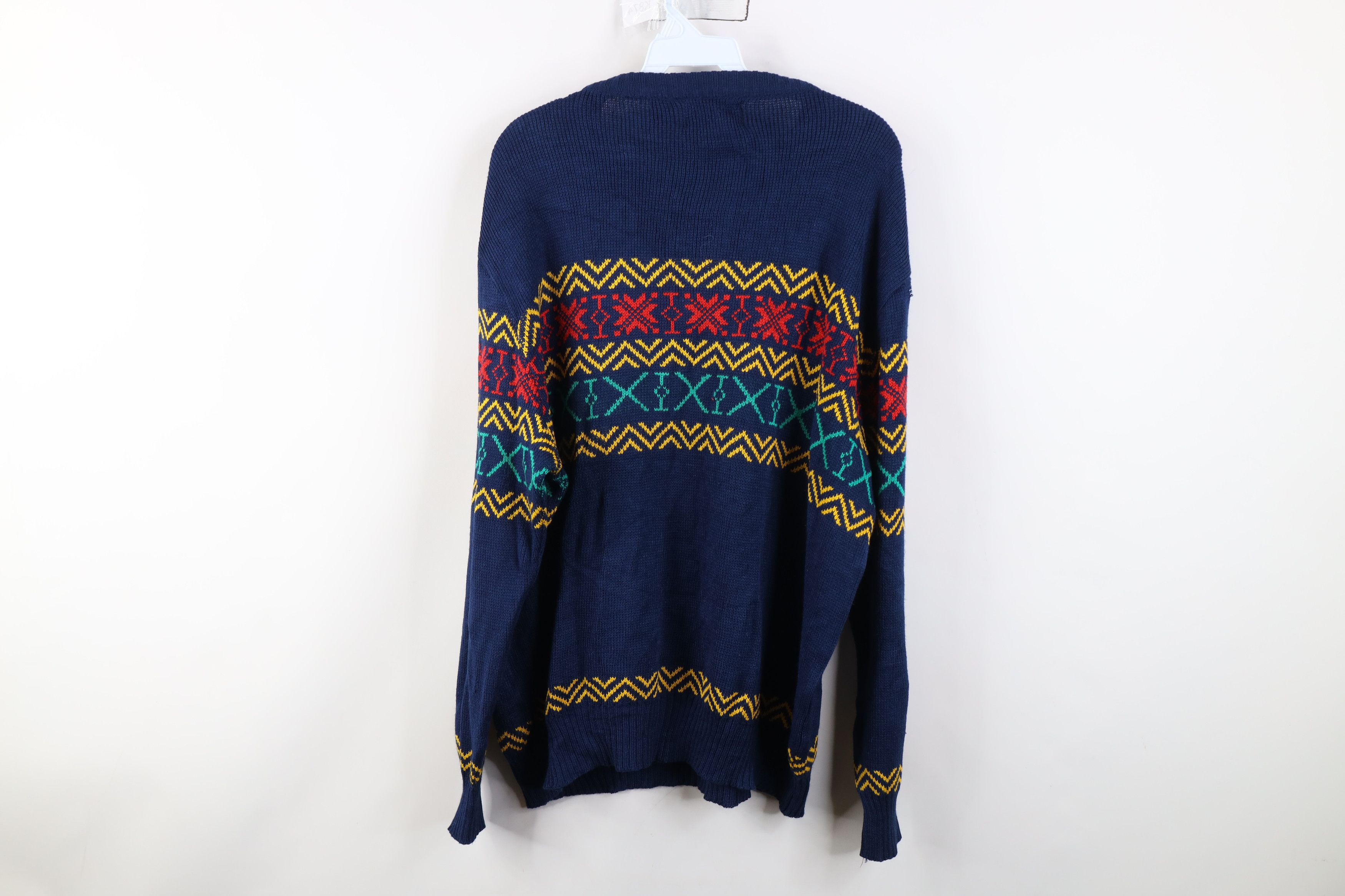 Vintage Vintage 70s Streetwear Fair Isle Snowflake Knit Sweater Size US L / EU 52-54 / 3 - 8 Thumbnail