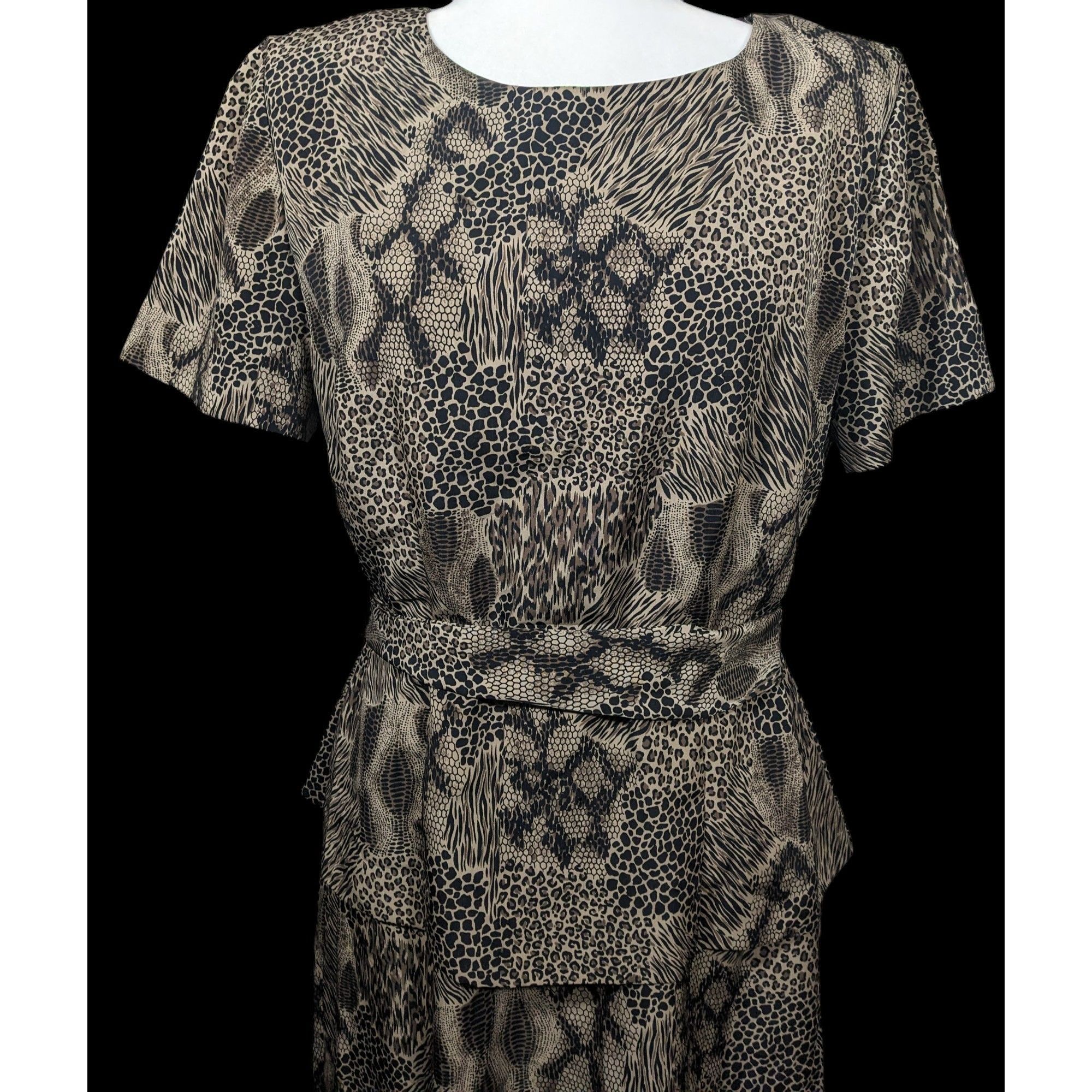 Other Vintage 90s Mixed Animal Print Peplum Sag Harbor Dress Size XL / US 12-14 / IT 48-50 - 3 Thumbnail