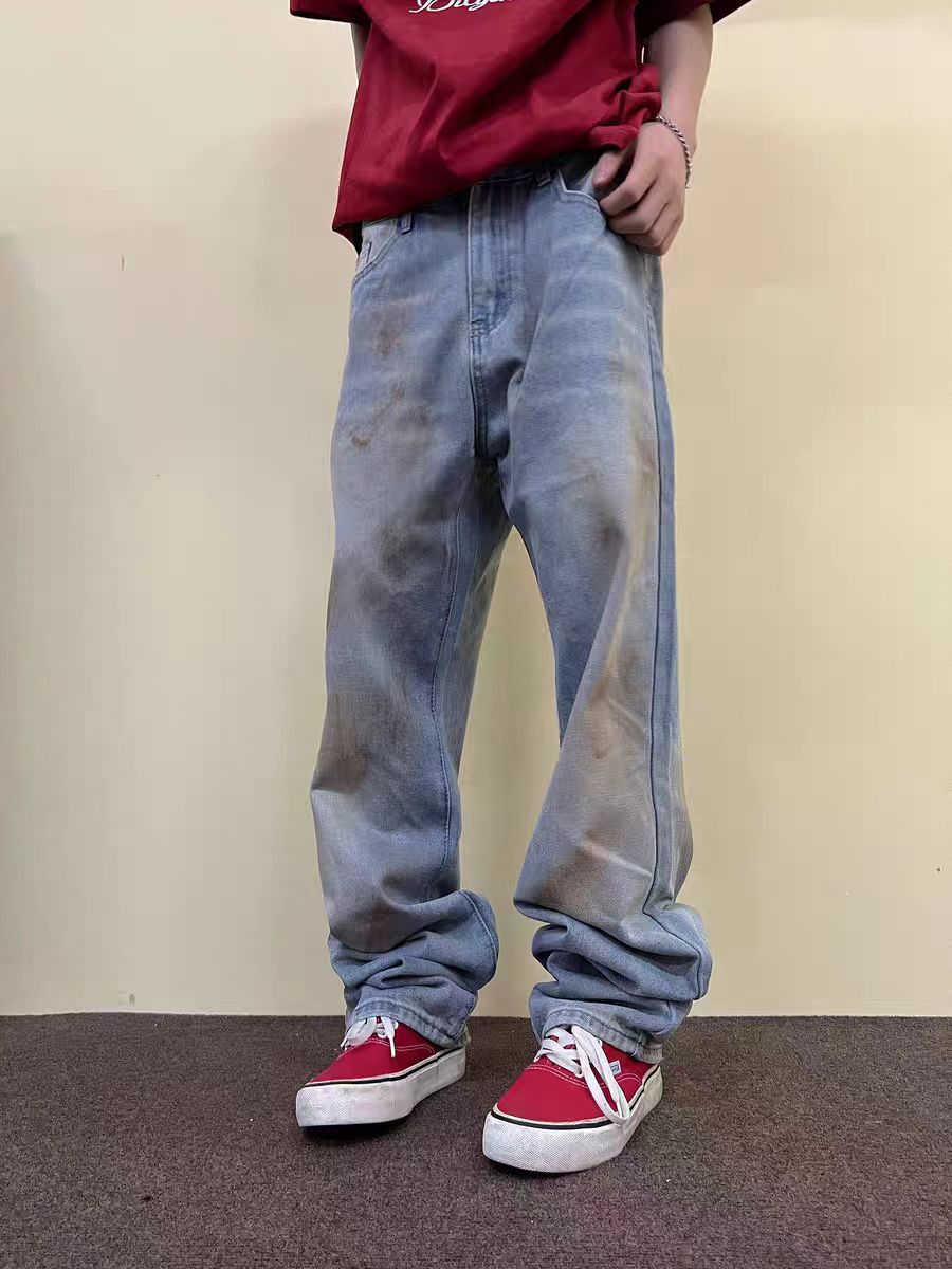 Japanese Brand × Jean Street straight wash tie-dye casual jeans Size US 34 / EU 50 - 5 Thumbnail
