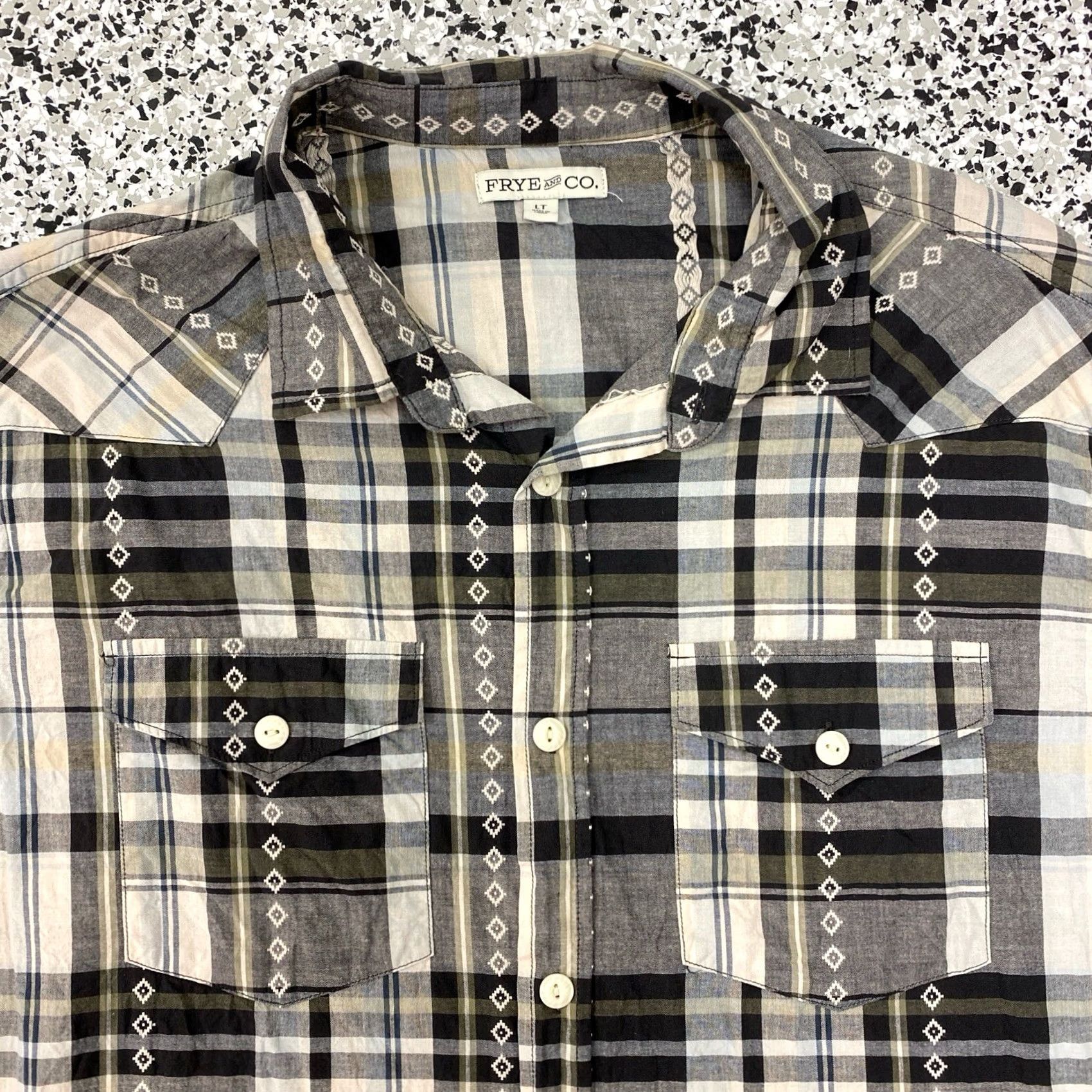 Frye Frye and Co. Shirt Large Tall Short Sleeve Plaid Western Lightweight Button-Up Collared Men Mens Shirt Size US L / EU 52-54 / 3 - 2 Thumbnail