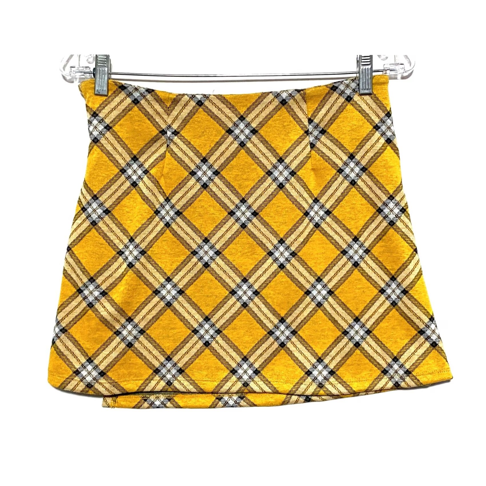 Vintage Madden NYC Side Lace Yellow Plaid Mini Skirt S School Girl Preppy Y2K Academia Skirt Women Junior S Yellow Plaid Mini Skirt Girls/Women Size 28" / US 6 / IT 42 - 3 Thumbnail