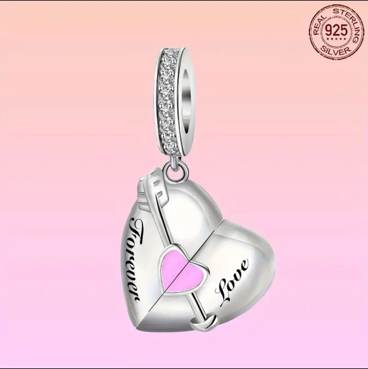 Other 925 Sterling Silver Forever love Heart Charm. Size ONE SIZE - 5 Thumbnail
