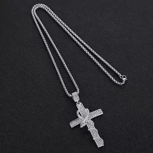 Jewelry × Vintage Retro serpentine cross with diamond pendant necklace Size ONE SIZE - 1 Thumbnail