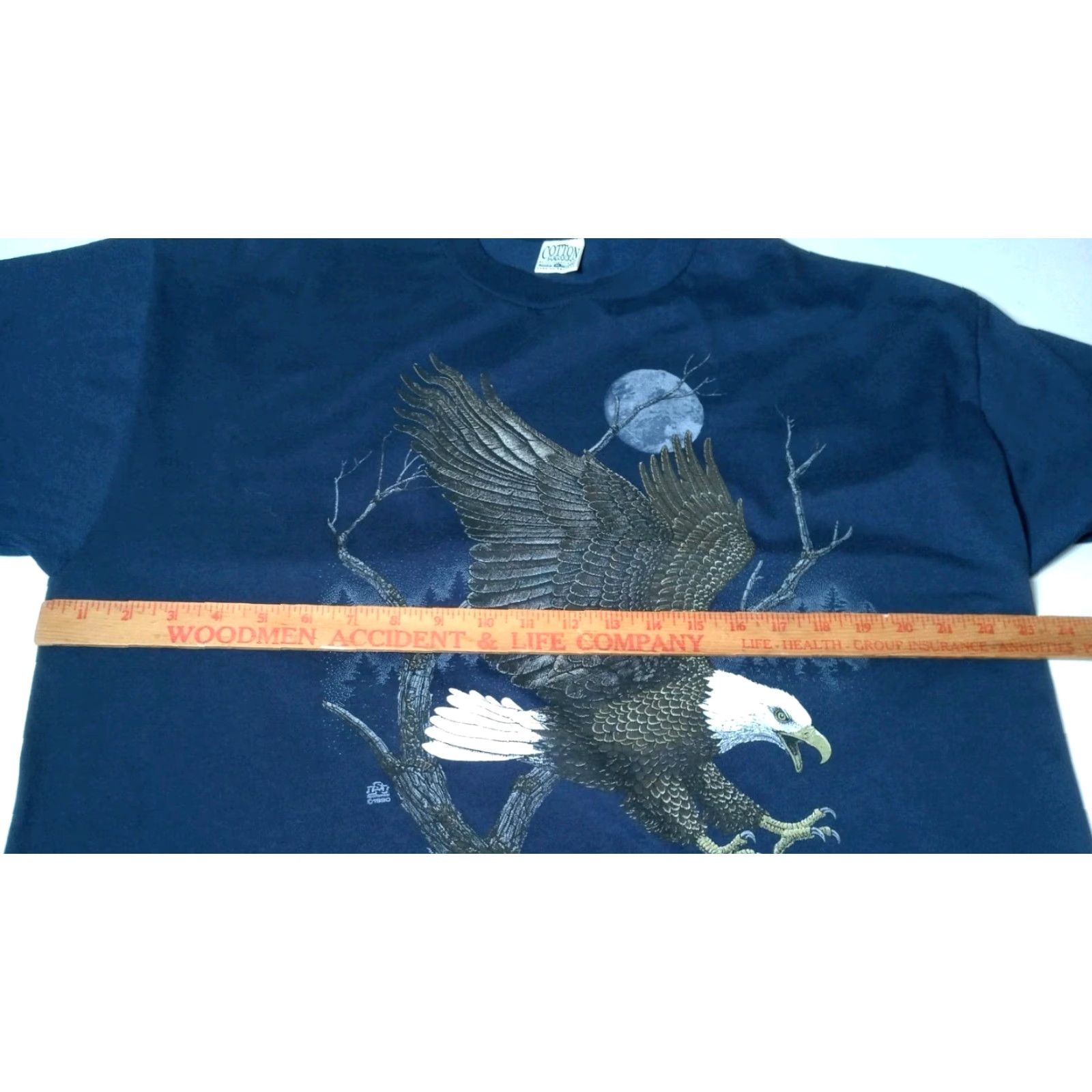 Cotton On VINTAGE Cotton Bald Eagle Shirt Men XL Blue Nature Graphic Moon Tree Cotton Grove Size US XL / EU 56 / 4 - 3 Thumbnail