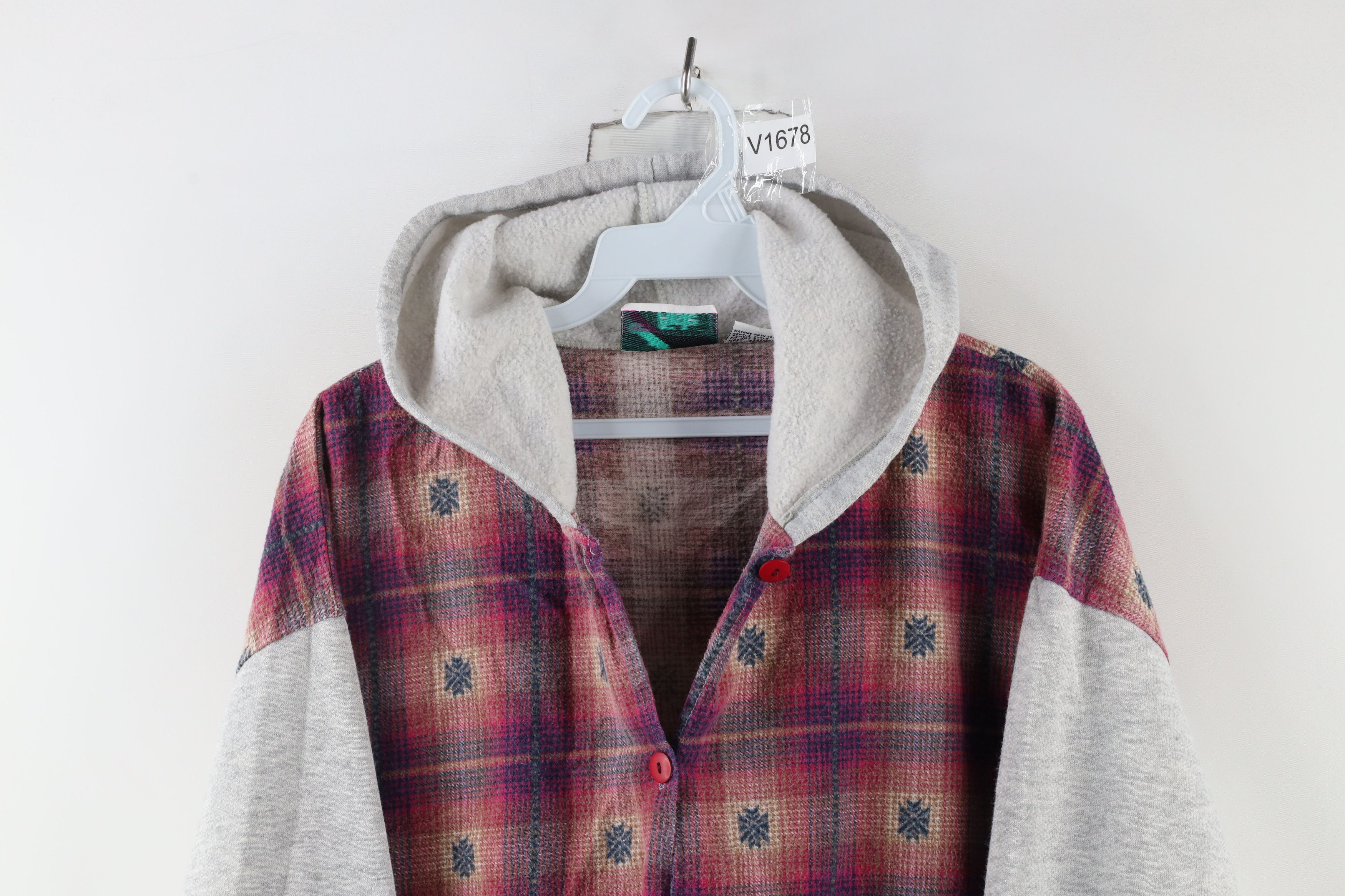 Vintage Vintage 90s Streetwear Distressed Button Shirt Hoodie Size L / US 10 / IT 46 - 2 Thumbnail