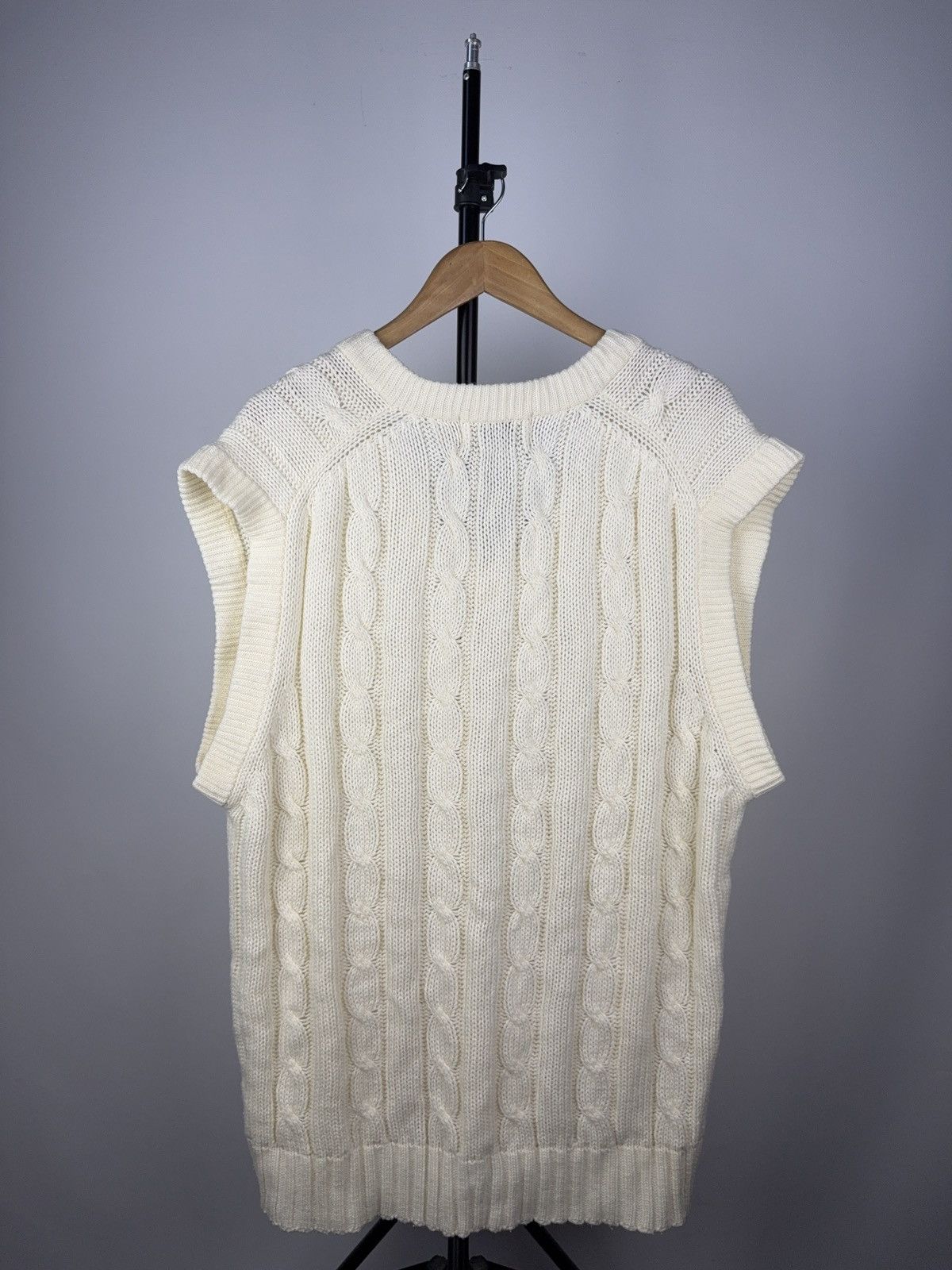 Designer × Vintage GM Cricket Cable Knit Sweater Vest Cream XL Size US XL / EU 56 / 4 - 6 Thumbnail