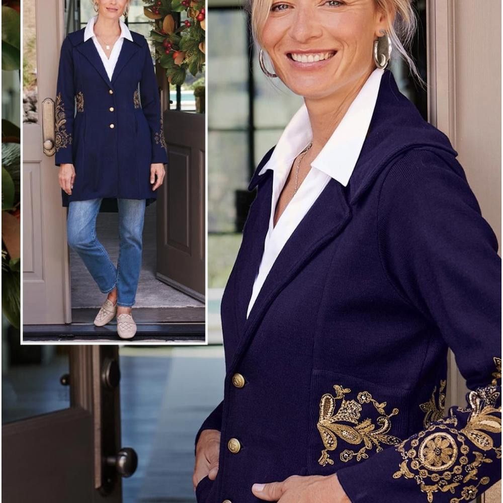 Designer Soft Surroundings l Fleurine Knit Jacket Small Size S / US 4 / IT 40 - 2 Thumbnail