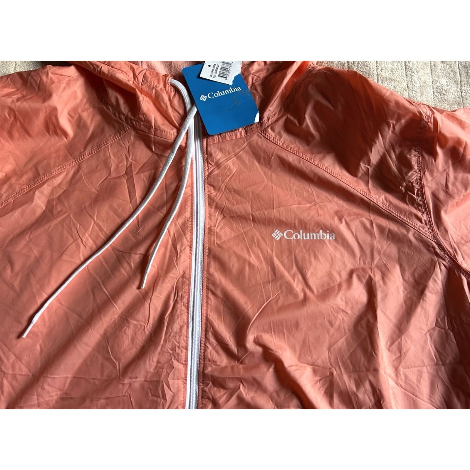 Vintage NWT Columbia Flash Challenger Windbreaker Women's 2XL Salmon Lightweight Hooded Full Zip Short/ Mid-Length Jacket Size XXL / US 16-18 / IT 52-54 - 3 Thumbnail