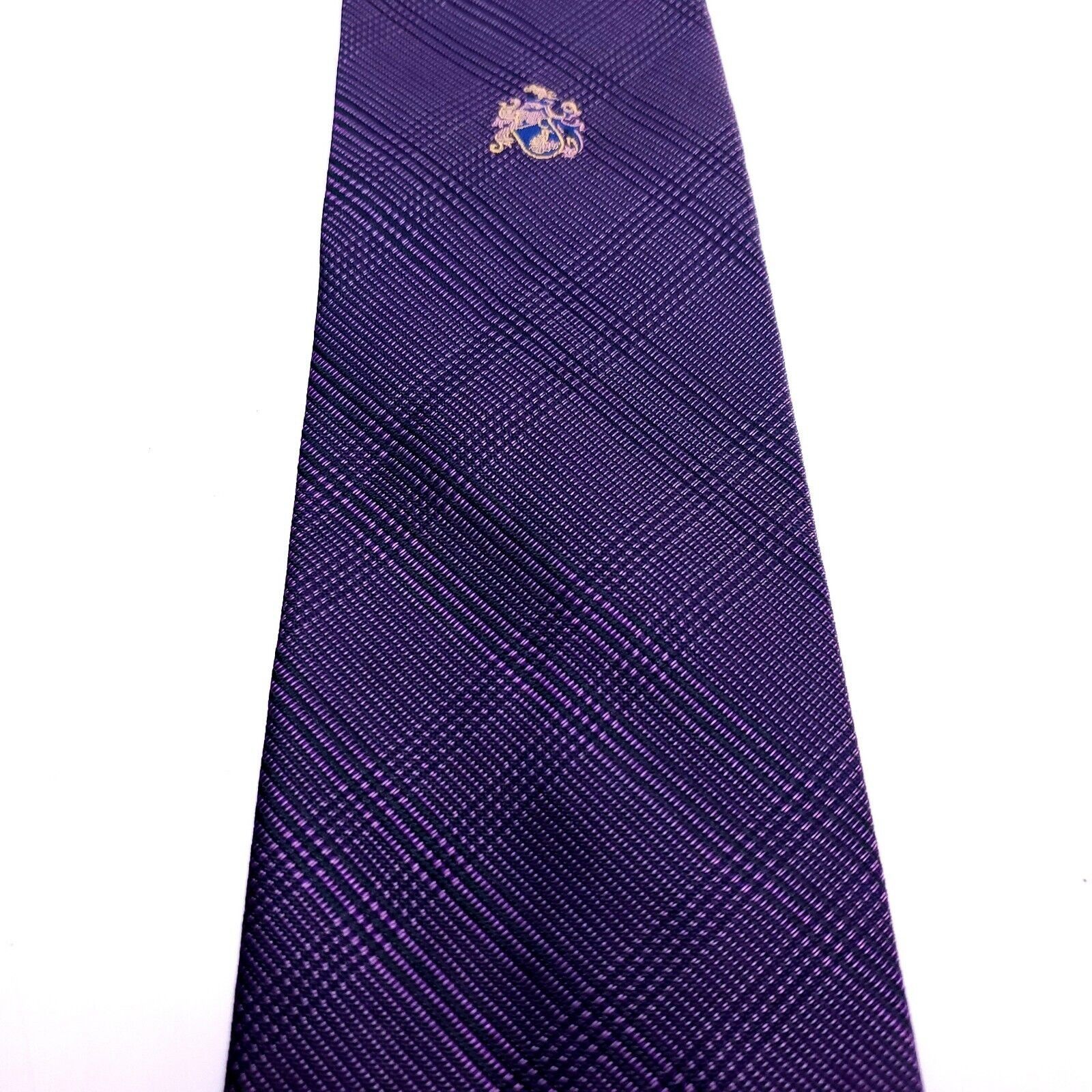 Bachrach Bachrach Purple Silk Tie Woven Glen Check Club Size ONE SIZE - 2 Thumbnail