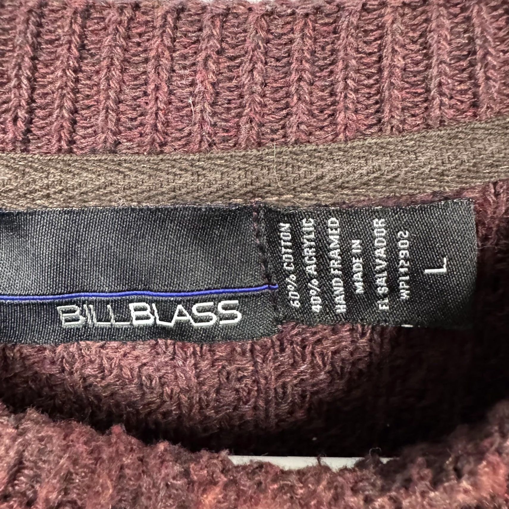 Bill Blass VINTAGE Bill Blass Sweater Men Large Maroon Crew Neck Knit 90s Preppy Classic Solid Textured Long Sleeve Pullover Size US L / EU 52-54 / 3 - 7 Thumbnail
