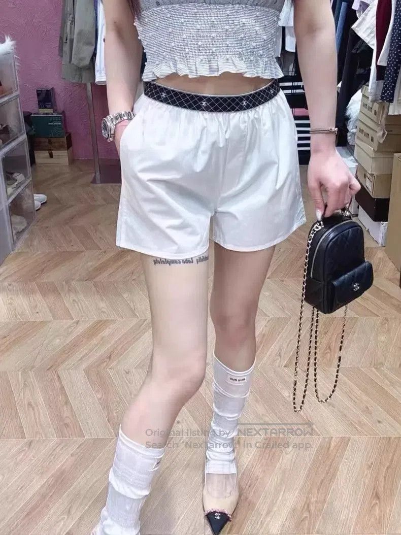 Chanel Chanel Black plaid double C elastic waist shorts Size 25" / US 0 / IT 36 - 9 Thumbnail