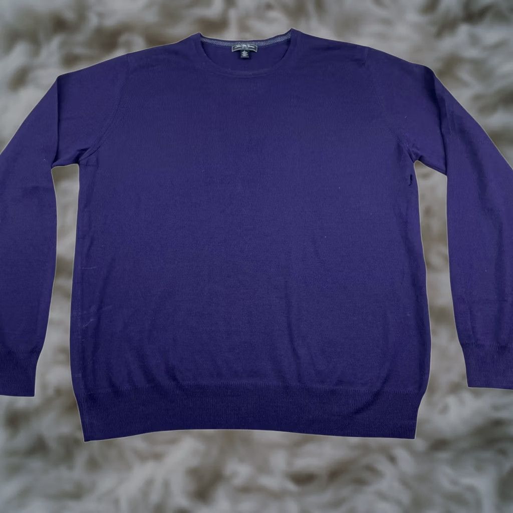 Saks Fifth Avenue Saks Fifth Avenue Mens Sweater Purple Large Wool Crewneck Italy Classic Pullover Size US L / EU 52-54 / 3 - 1 Thumbnail