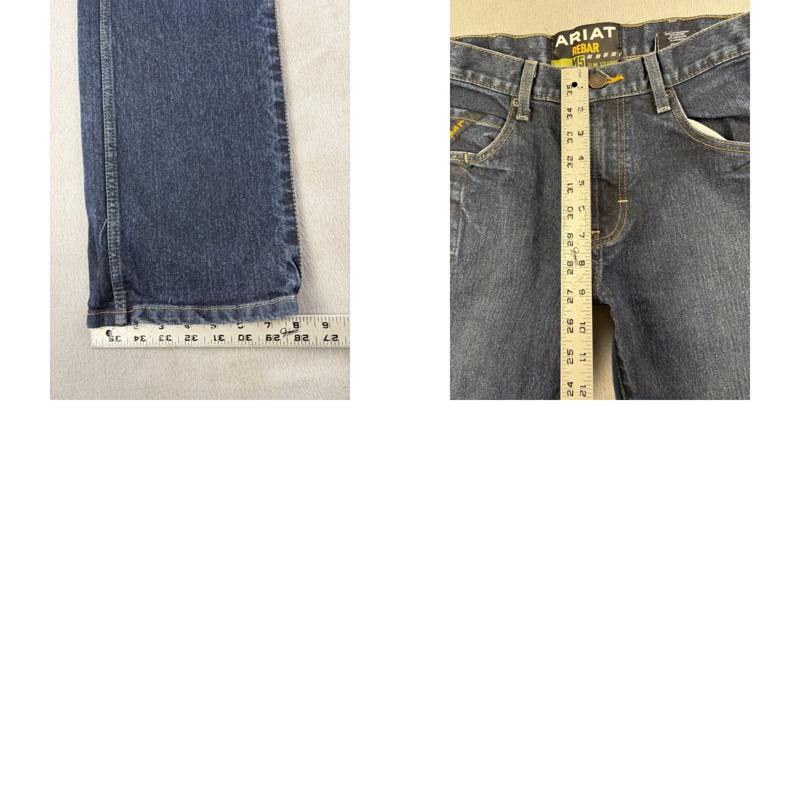 Ariat Ariat Jeans Slim Straight Blue Denim M5 Rebar Men 30x30 28x28 Waist 28 In Regular Slim Fit Zip Button Cotton Jeans Mens Size US 30 / EU 46 - 8 Thumbnail