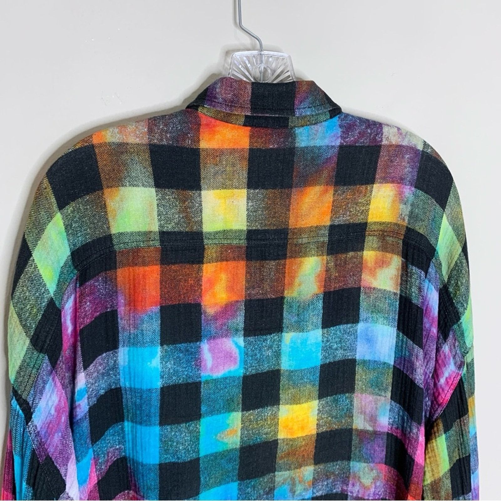 R13 R13 Oversized Drop Neck Shirt (Sz XS) Rainbow Plaid Check Size XS / US 0-2 / IT 36-38 - 9 Thumbnail