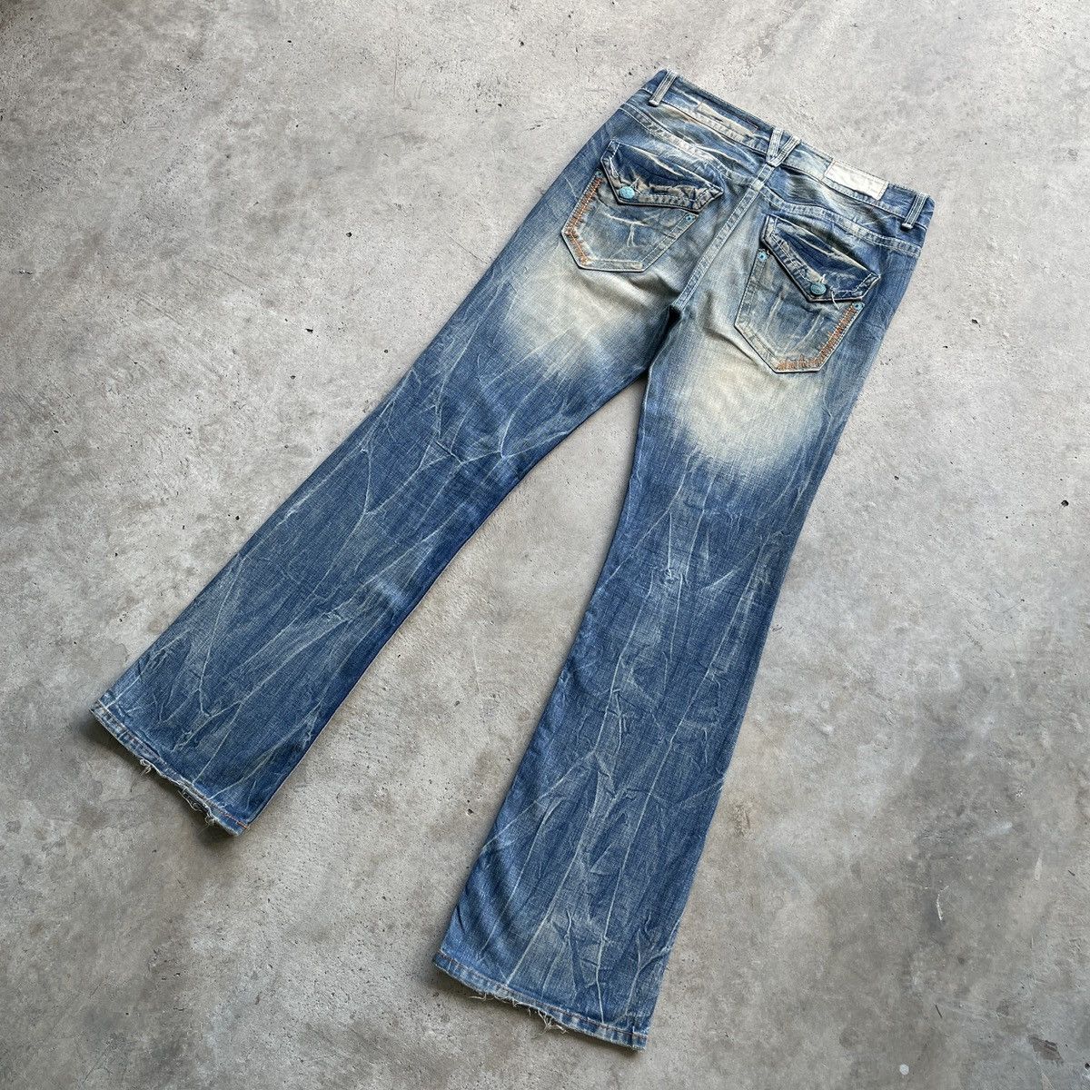 Japanese Brand × Jean RARE💥 Vintage Japanese RUSTY SUPER FLARE Jeans Denim Pants Size US 35 - 13 Thumbnail