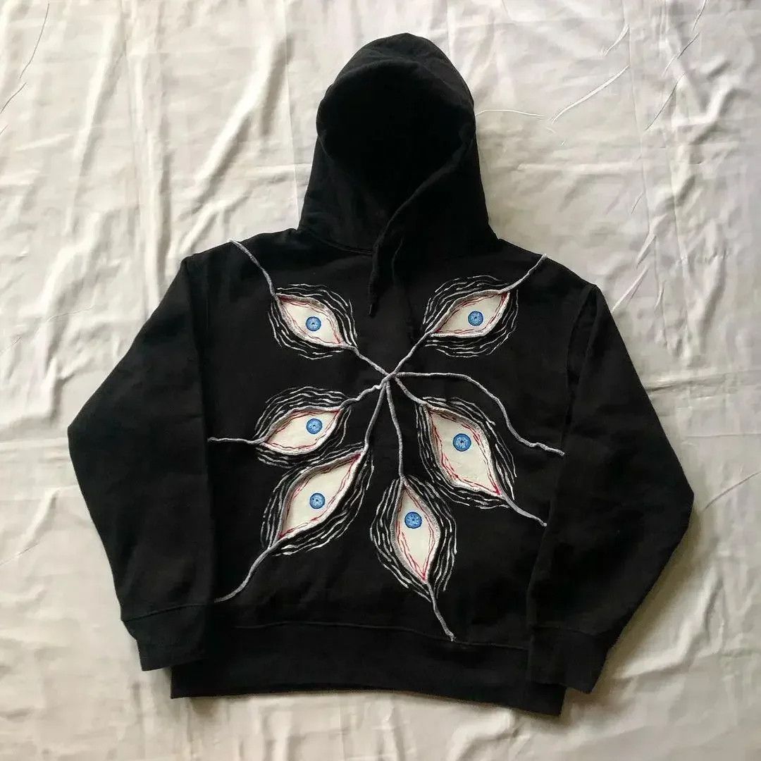 Y2k Embroidered Eyes Hoodie