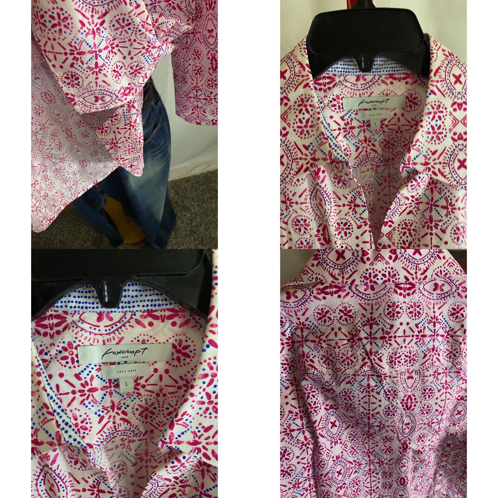 Vintage FoxCroft NYC Pink Artwork LONG SLEEVE SHIRT Large L WOMENS Size L / US 10 / IT 46 - 9 Thumbnail