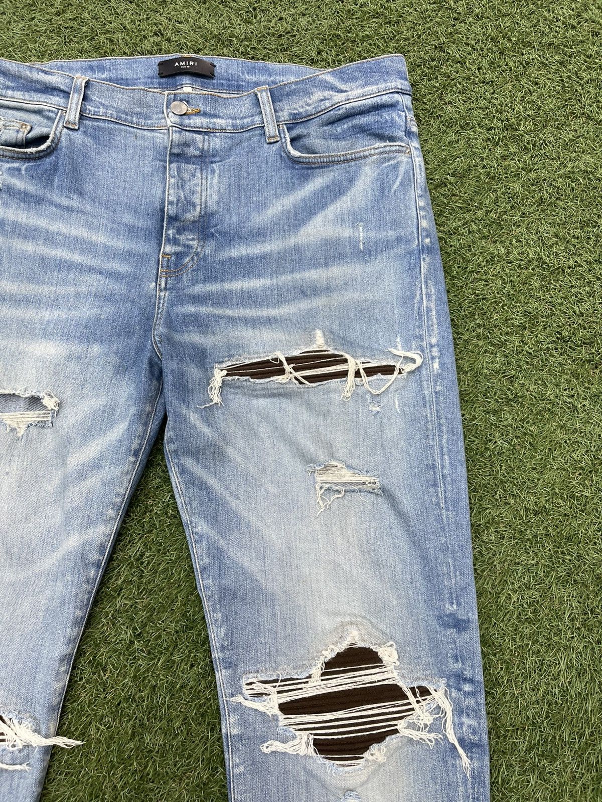 Amiri Size 40 - Amiri Blue Denim Brown Patch Jeans $1090 Retail Size US 40 / EU 56 - 3 Thumbnail