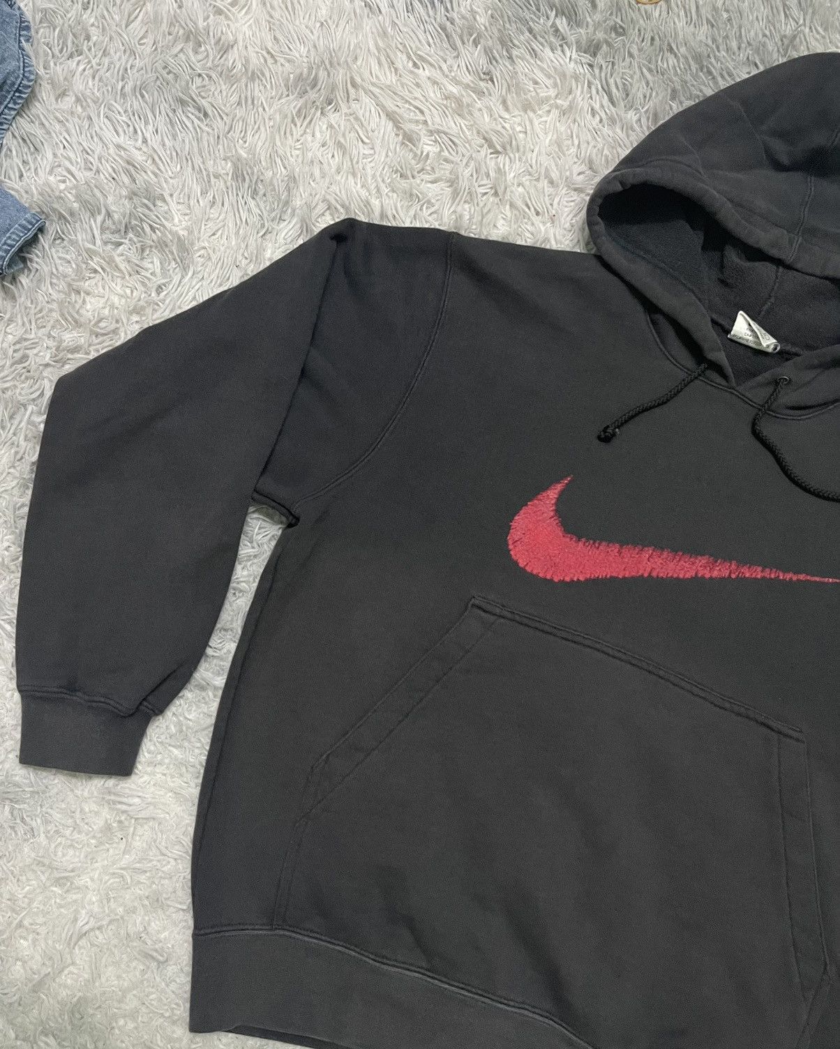 Nike × Vintage 90s NIKE BIG LOGO HOODIE OVERALL FADED Size US M / EU 48-50 / 2 - 3 Thumbnail