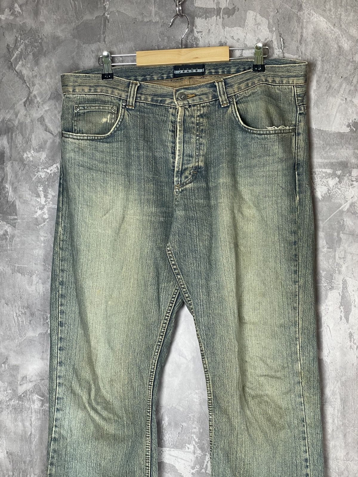 Jean × Vintage Washed Faded Paint Punk Grunge Bootcut Baggy jeans Size US 34 / EU 50 - 2 Thumbnail