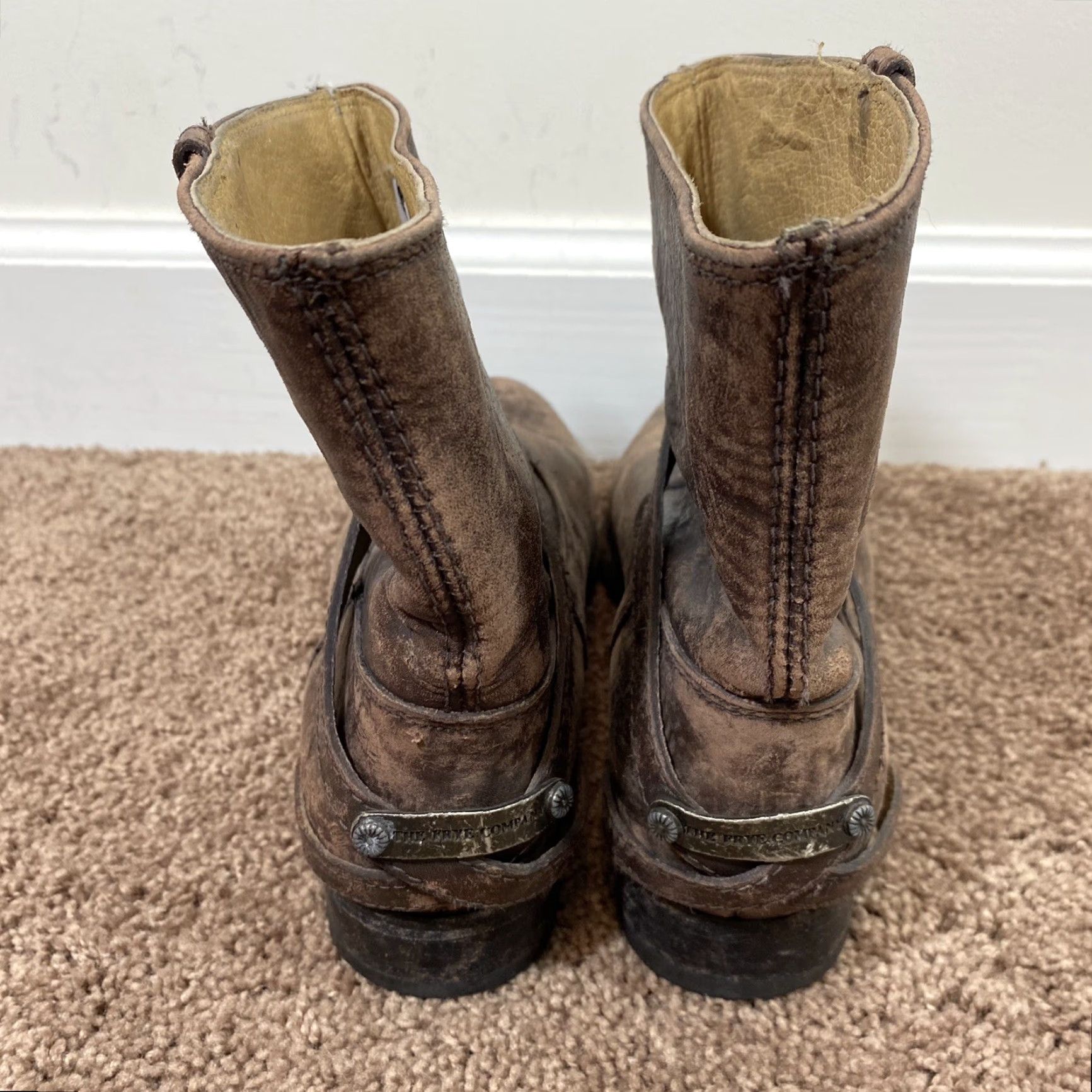 Frye FRYE Lindsay Plate Short Boots Womens 8.5 B Leather Dusty Graphite Stone Size 30" / US 8 / IT 44 - 7 Thumbnail