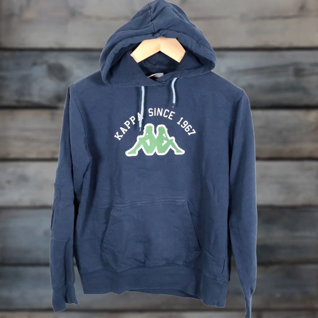 Kappa VINTAGE Kappa Hoodie Women's Medium Dark Blue Sweatshirt Pullover Drawstring Skater Logo Size M / US 6-8 / IT 42-44 - 1 Thumbnail
