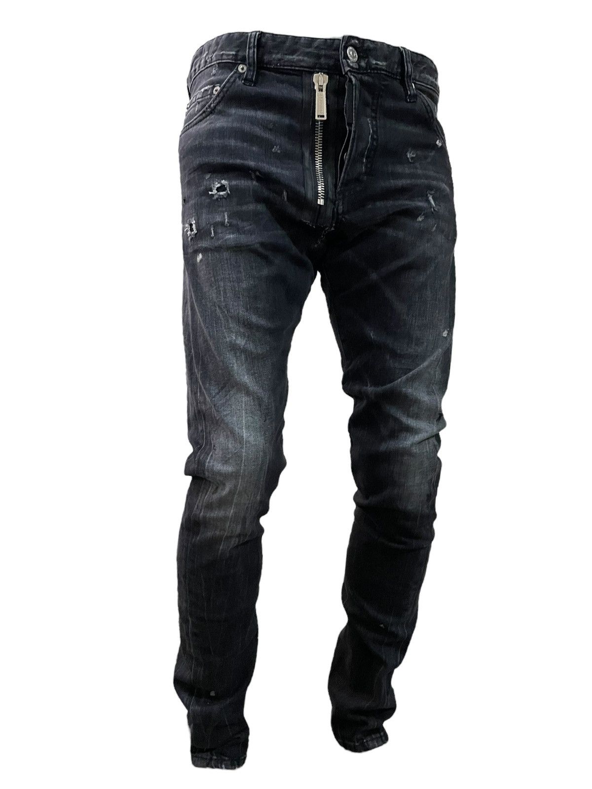 Dsquared2 Dsquared2 Grey Wash Scratch Avant Garde Style Ripped Jeans Size US 31 - 1 Thumbnail