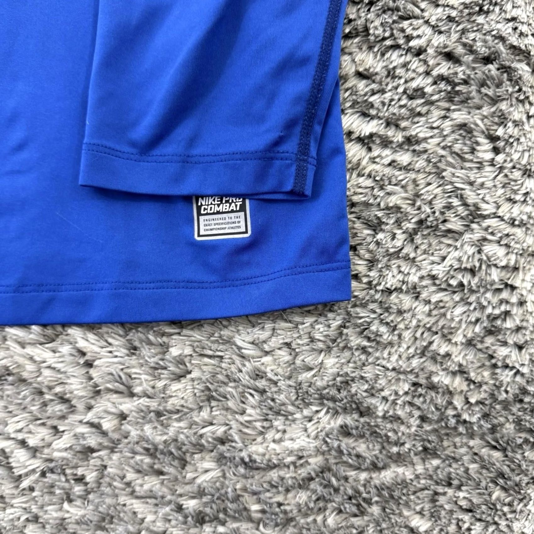 Nike Nike Pro Combat Dri-FIT Long Sleeve T-Shirt Mens XL Blue Solid Mock Neck Pullover Logo Performance/Activity Gym & Training Runs Size US XL / EU 56 / 4 - 2 Thumbnail