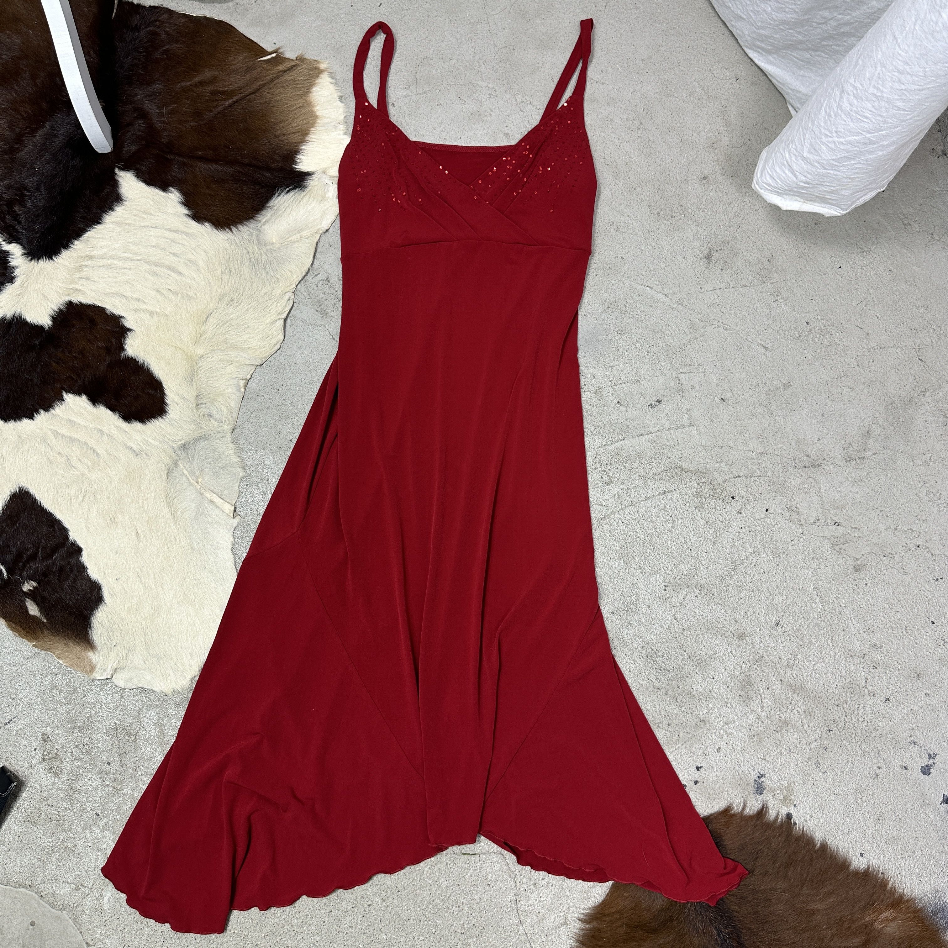 Vintage Vintage Avant Garde Cherry Red Asymmetrical Dress Y2K Size L / US 10 / IT 46 - 4 Thumbnail